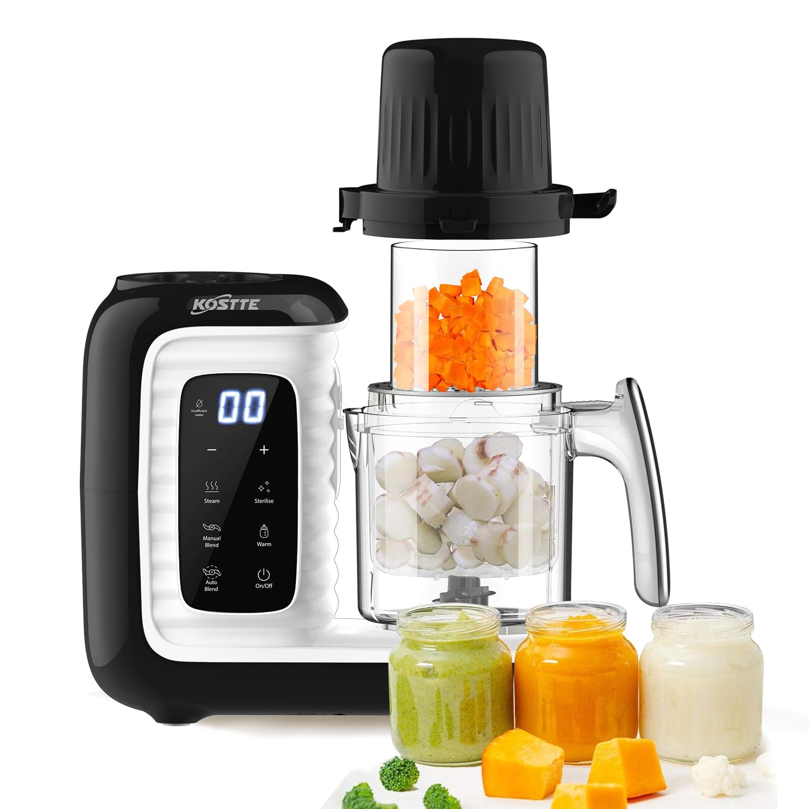 Baby Food Maker, Multi-Purpose Processor, Soft Steamer Cooking, Large Capacity For Baby, Blender & Cooker Batch Smart Control Multifunctional Steamer- Black