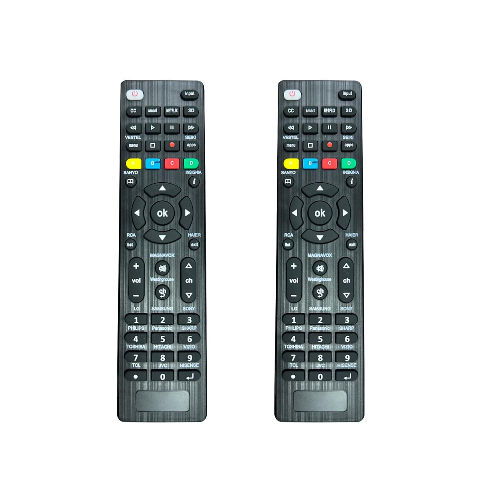 Paquete de 2:Universal TV Remote Control is Suitable for LED Smart TVS of LG,Samsung,Sony,Philips,Panasonic,Sharp,Toshiba,Hitachi,VIZIO,TCL,JVC,Hisense and Other Brands