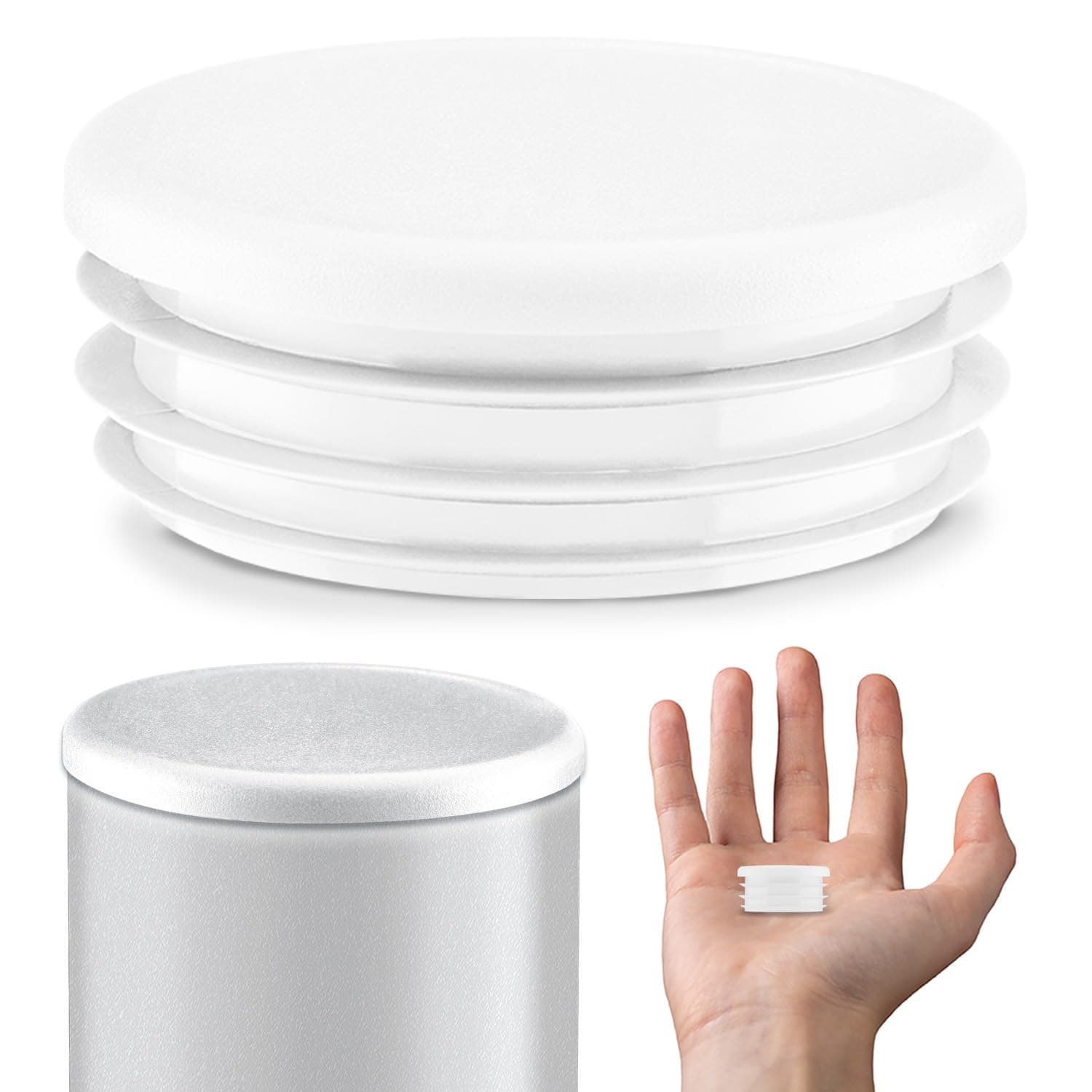 Lamellar plugs End caps for round pipe 32 mm 5 pcs. White RAL 9010 Plastic End Caps 3,2 cm EMFA ®