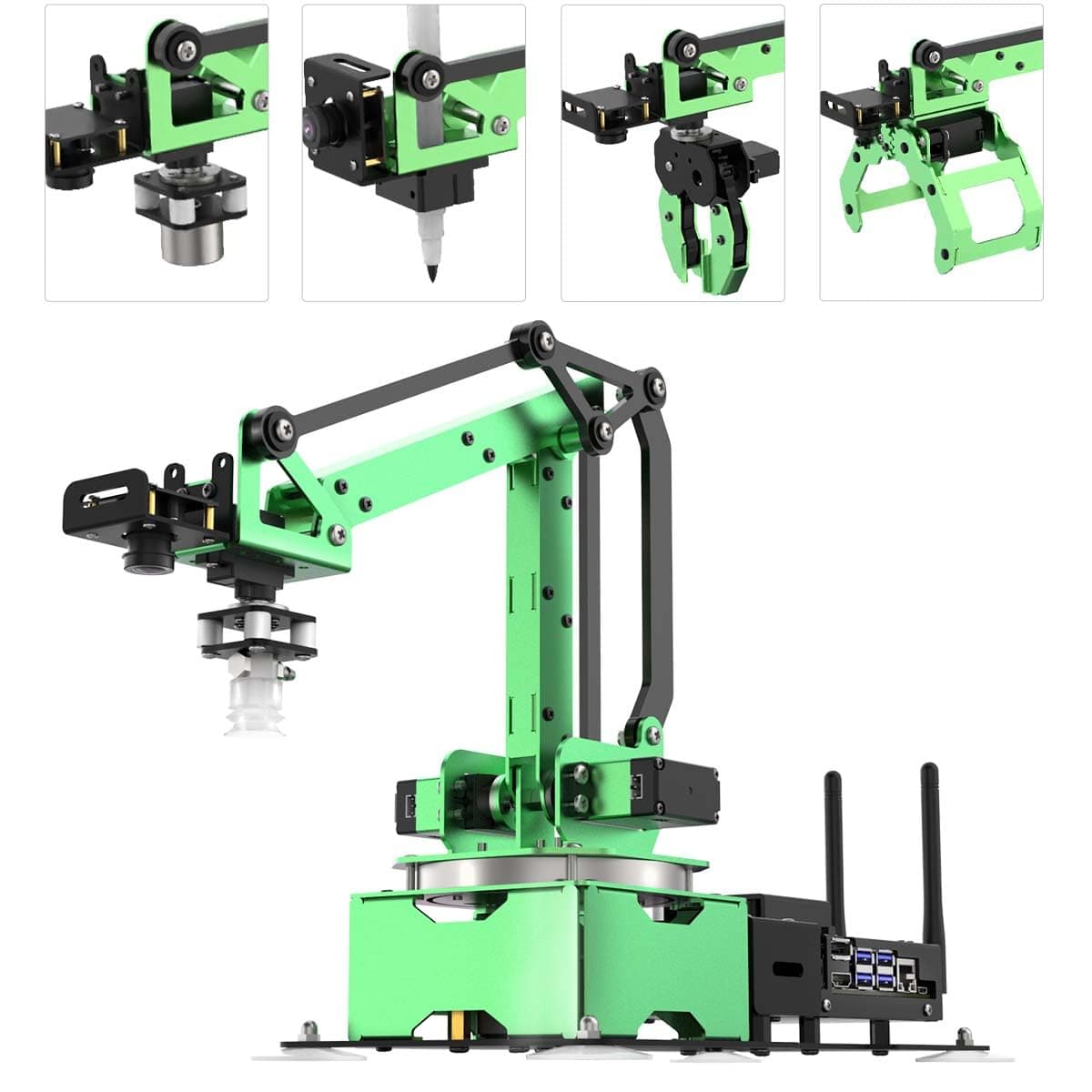 LewanSoul JetMax Robotic Arm for Jetson Nano AI Vision ROS Open Source Programmable Robot Arm Kit with 4 Kinds Gripper Camera Sensor Modules Wireless Controller, App/PC Coding Study DIY Robotic