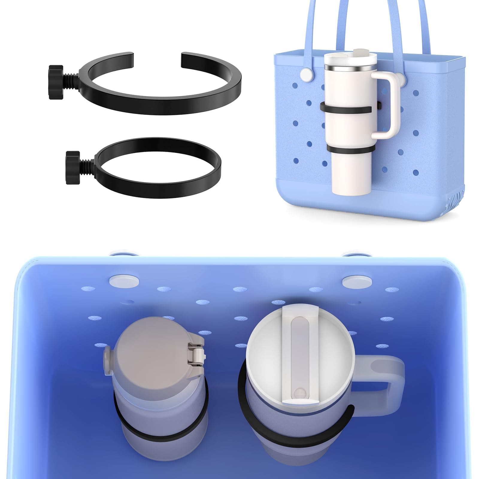 OUTXE 2 Pack Cup Holder for Bogg Bag, Fits 16-40oz Stanley, Insert Drink Holder Attachment Compatible with All Bogg Bags & Simply Southern Beach Tote Bag