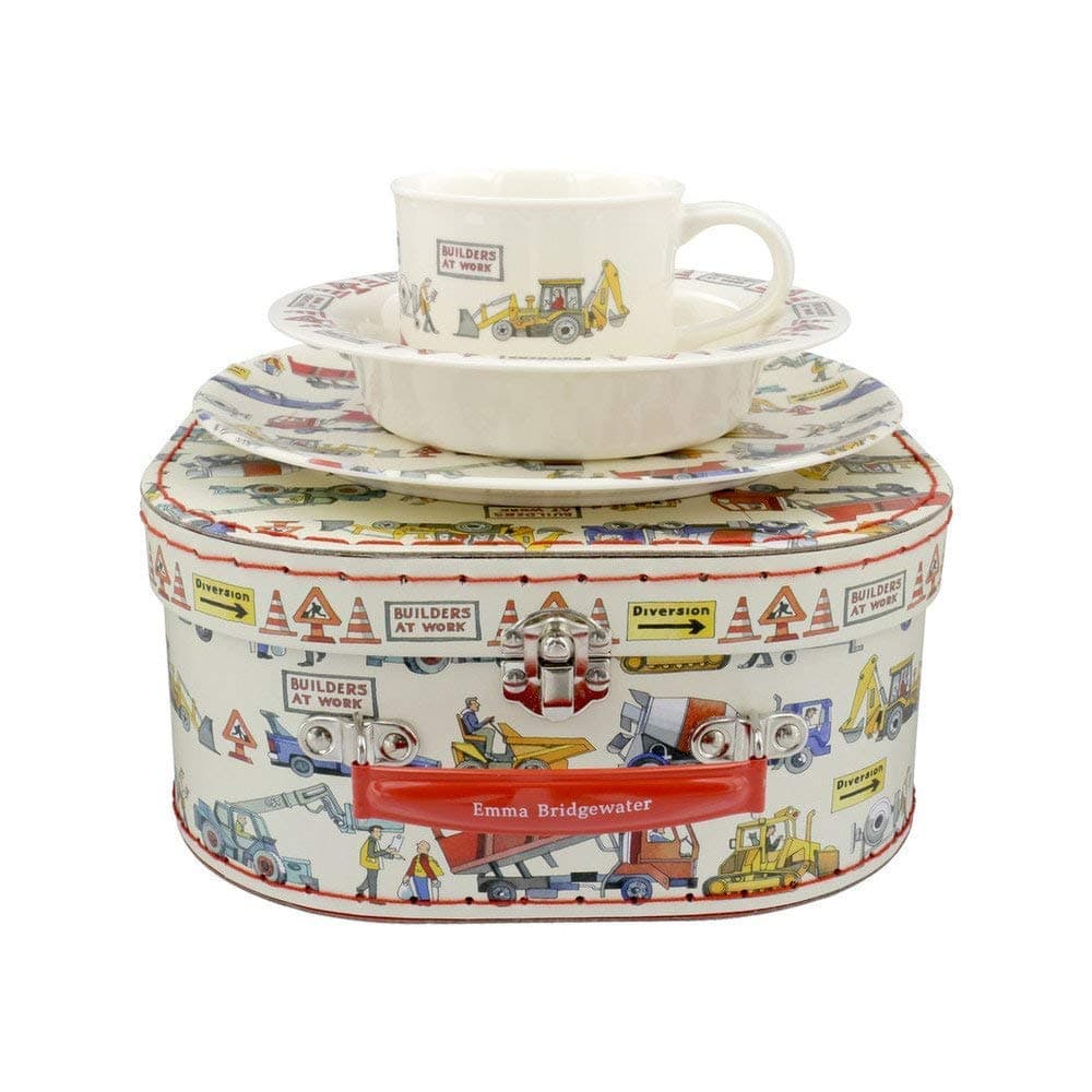 Emma Bridgewater - 3pc Dining Set in Suitcase - Melamine Plate/Cup/Bowl - Builders at Work