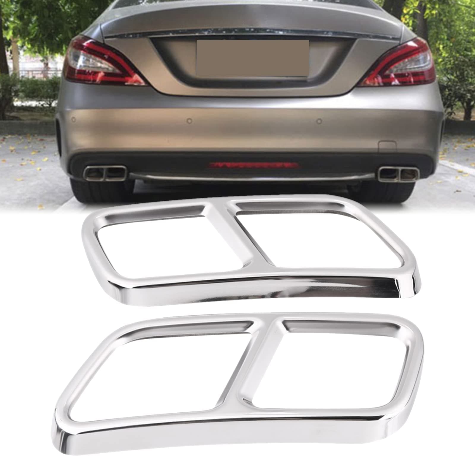 Pipes Frame 1 Pair Tailpipe Cover Trim Accessories Rear Pipe Stainless Steel Cover Trims for Mercedes Benz GL X166 13-15 S R Class W222 W251 2010-2017