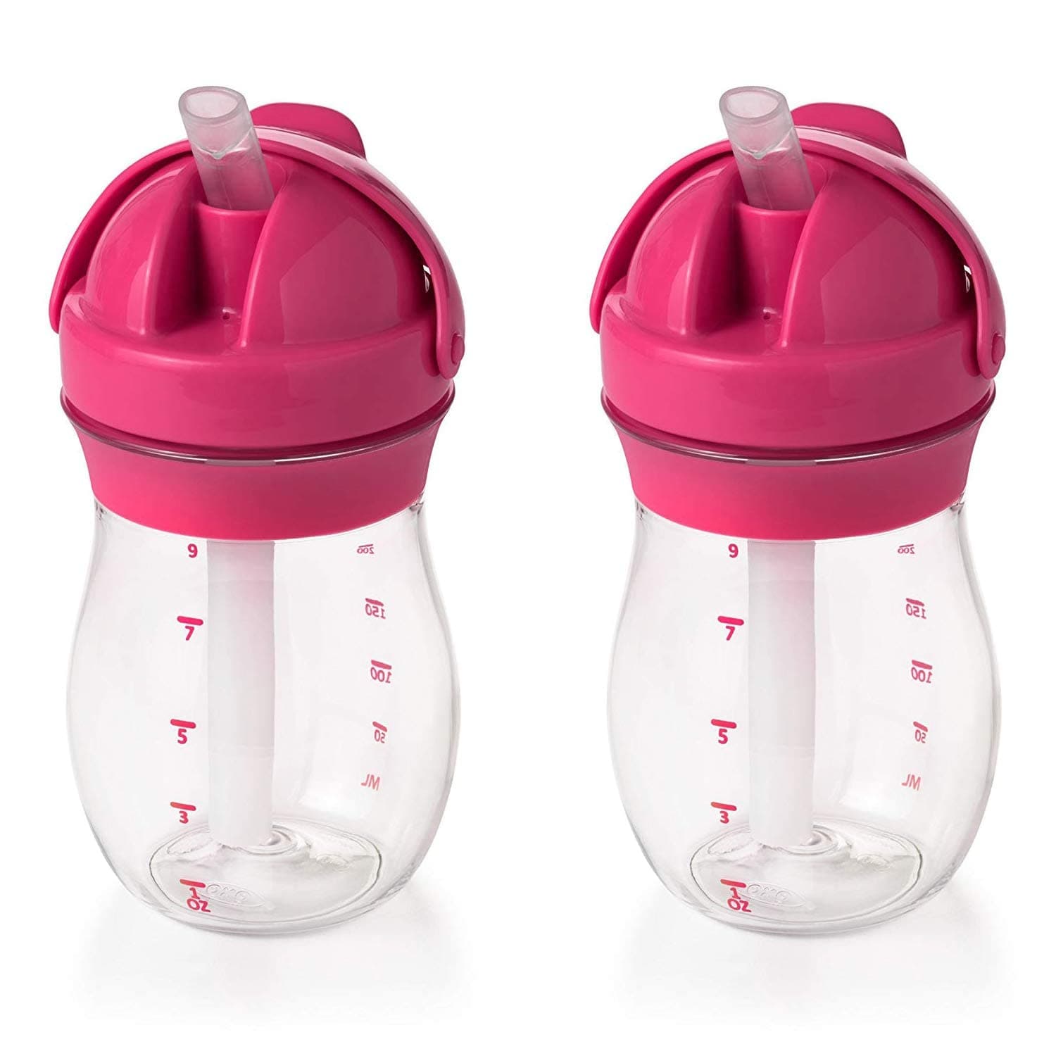 OXOTot Transitions Straw Cup, Pink, 9 Ounce (2 Pack)