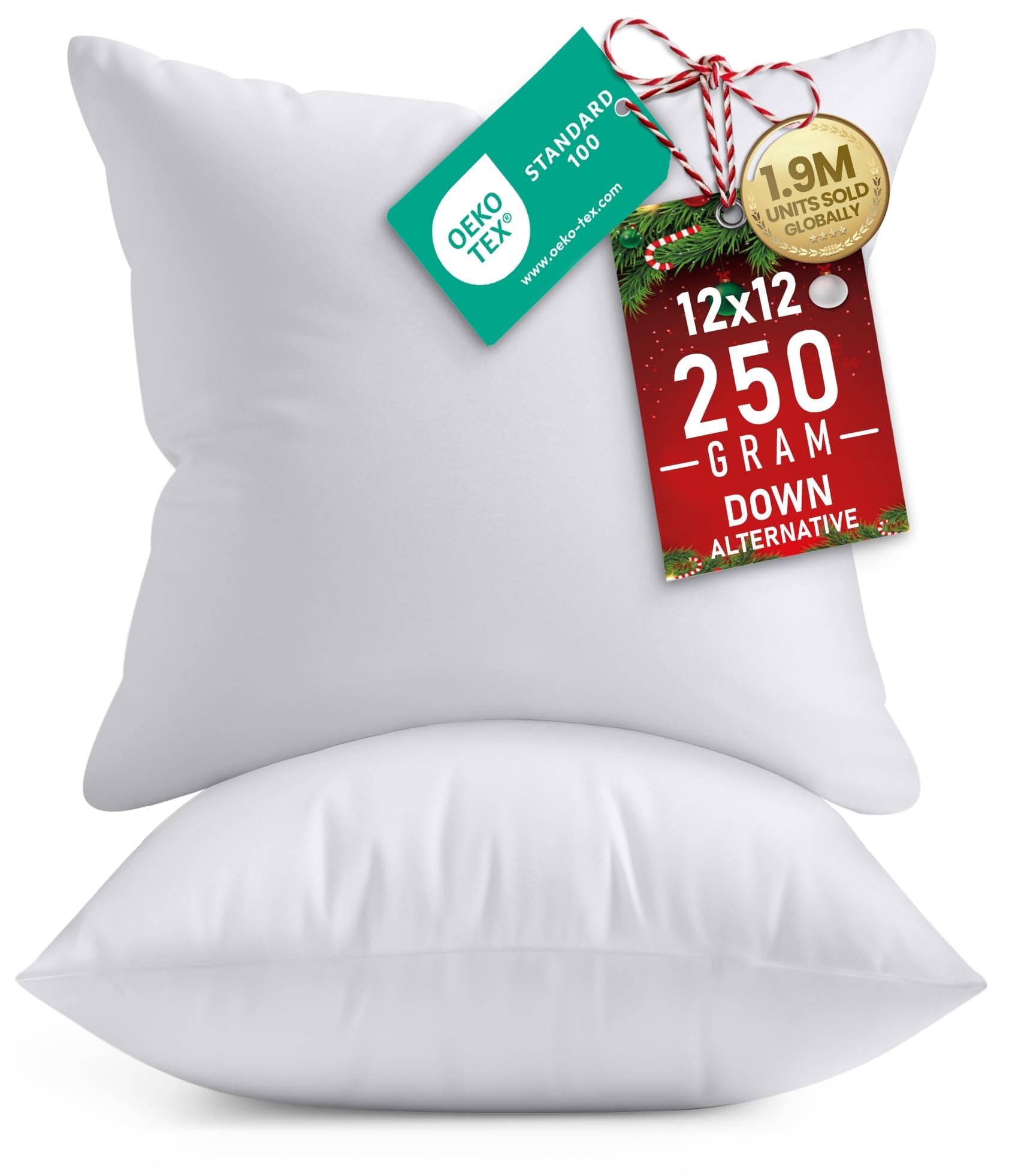 Utopia Bedding Throw Pillows Insert (Pack of 2, White) - 12 x 12 Inches Bed and Couch Pillows - Indoor Decorative Pillows