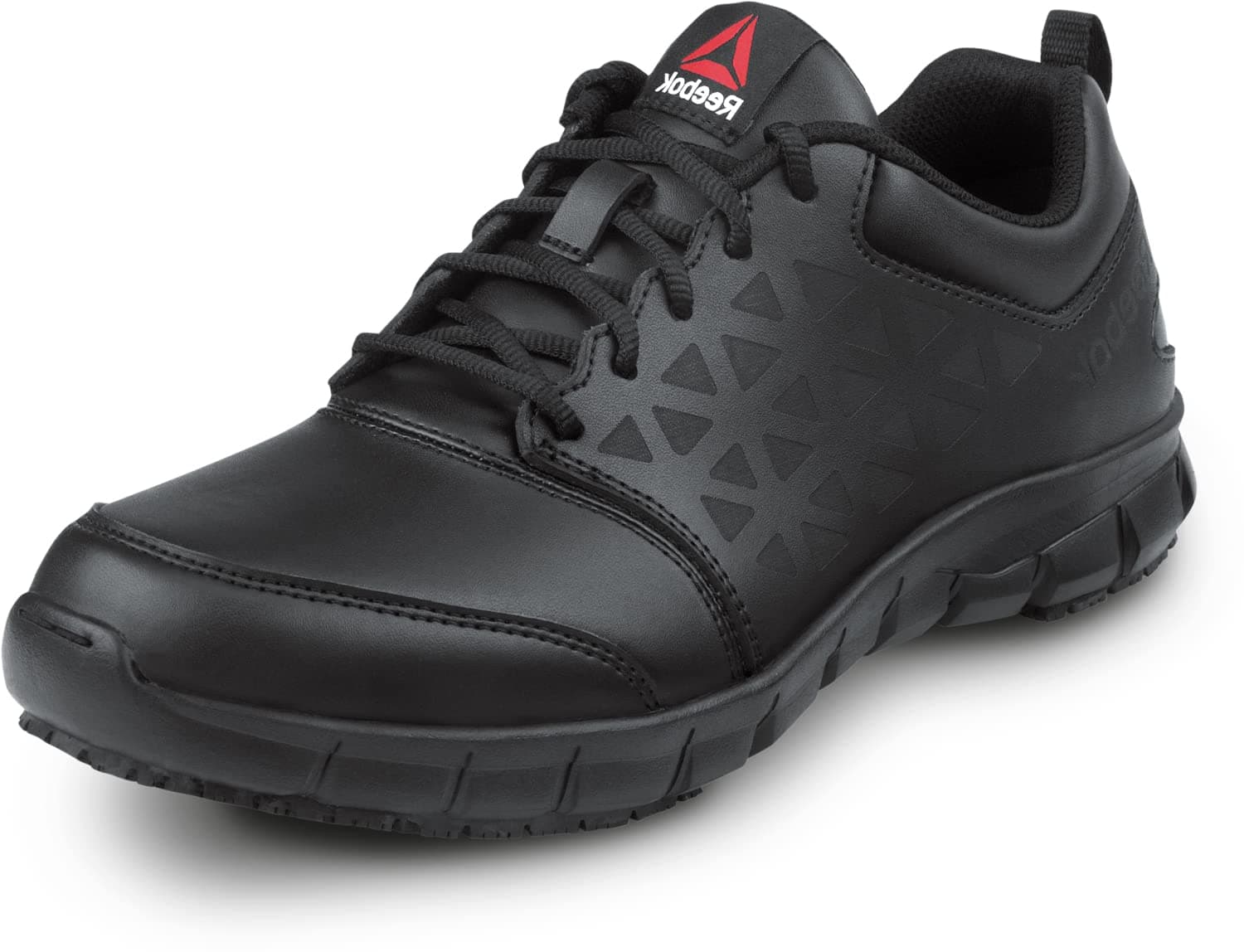 Reebok Work Sublite Cushion Work, Men's, Black, Athletic Style, MaxTrax Slip Resistant, Soft Toe Work Shoe
