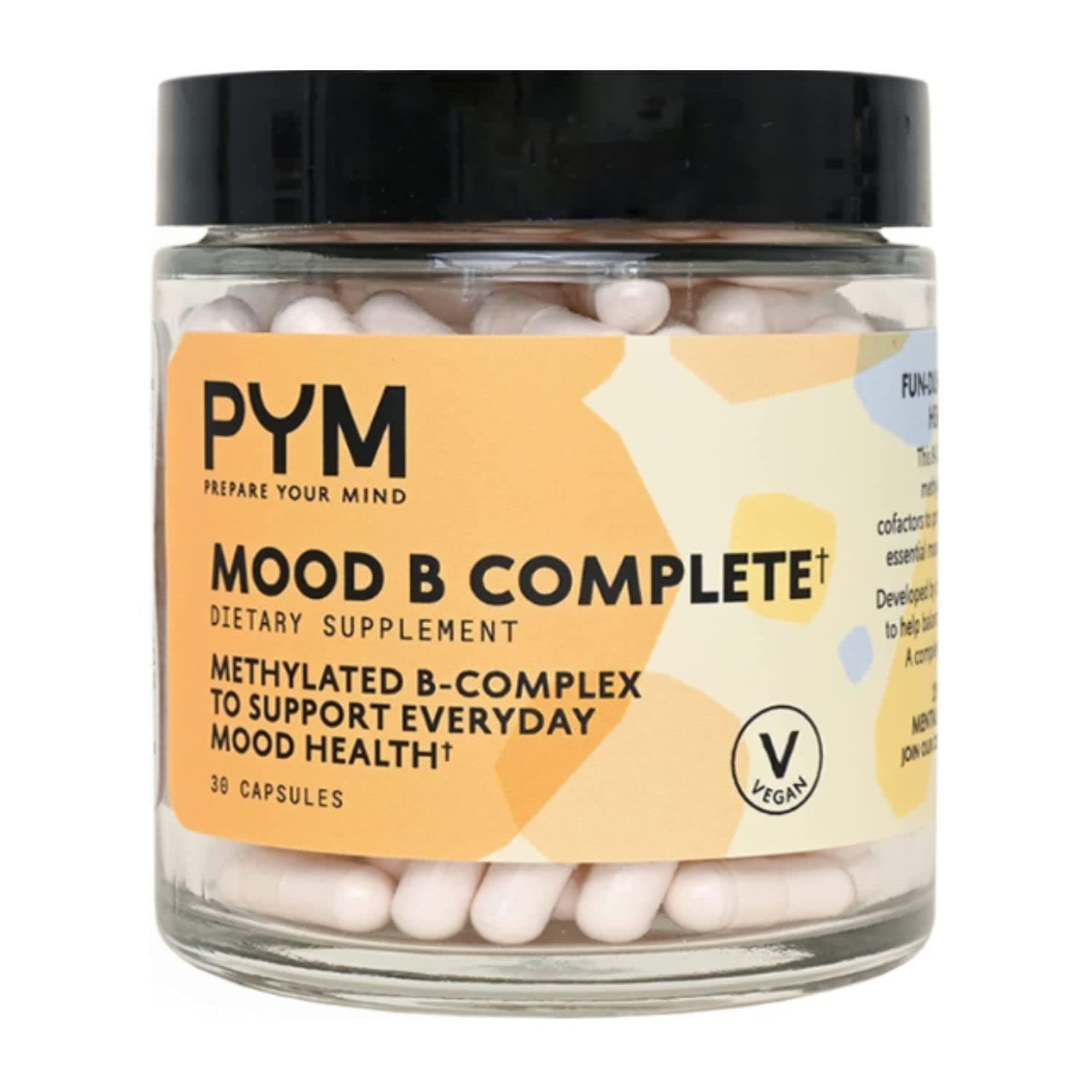 Vitamin B Complex Mood Support Supplement by PYM (30 Count) | Methylated B Complex for Everyday Mood & Energy Support | Non-GMO, Vegan, Gluten-Free