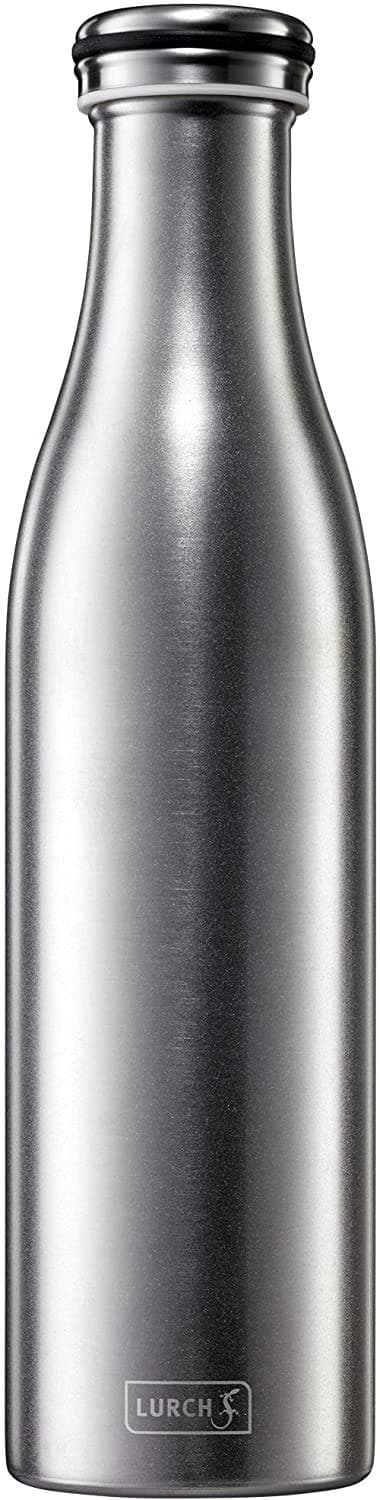 LURCHGermany Thermal Bottle for Hot and Cold Drinks Made of Double-Walled Stainless Steel (Sandblasted Stainless Steel, 25, oz. | 0.75l)