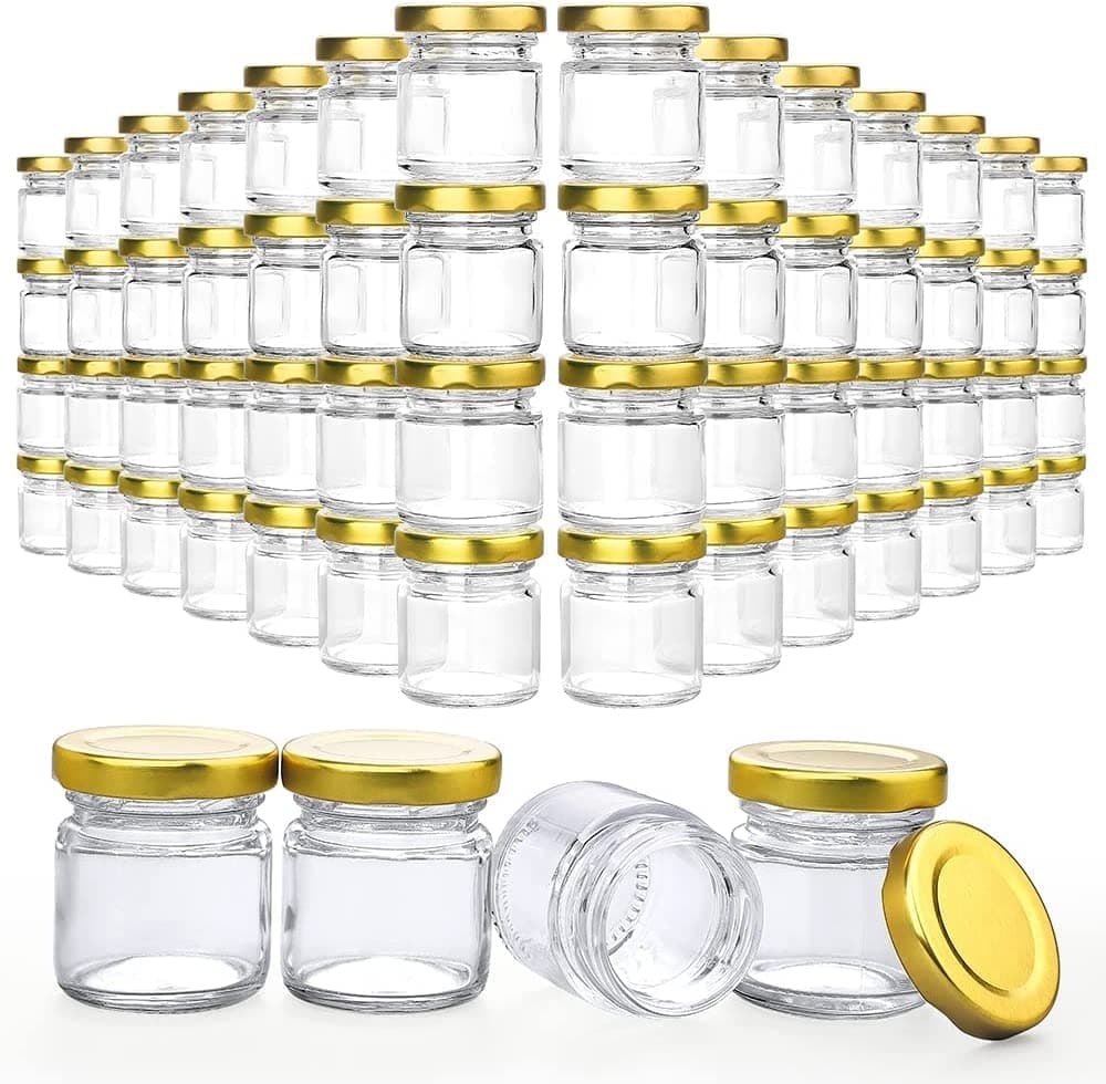 36 Pcs 1.5 oz (50ML) Small Glass Jars, Mini Mason Jars for Gifts, Crafts, Wedding, Spices, Party Favors and Candle Making (36)