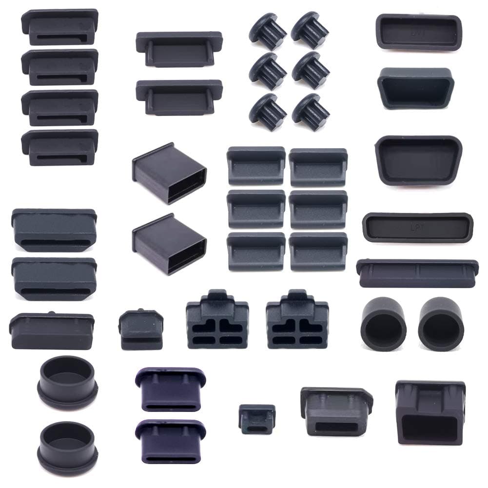 40 PCS 20 Types Anti-Dust Plugs - Silicone Dust-Proof Stoppers for Computer PC Case Box Laptop Port, DO NOT Fit MacBook