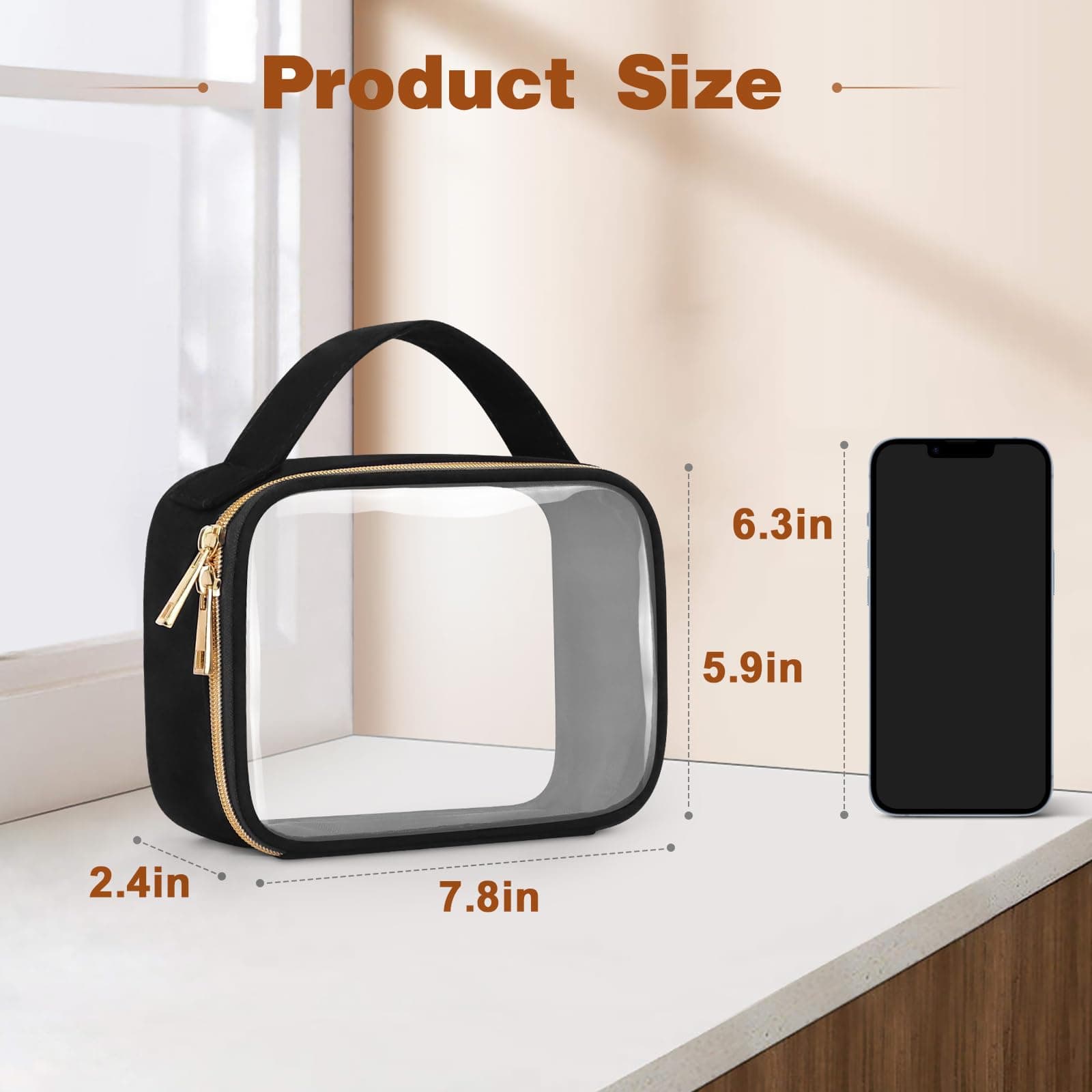 Wedama トイレタリーバッグ トラベルバッグ, ブラック, 3 Pack, Medium, クリア