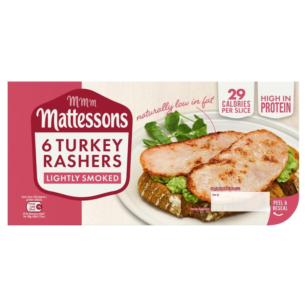 Mattessons 6 Smoked Turkey Bacon Rashers 150g