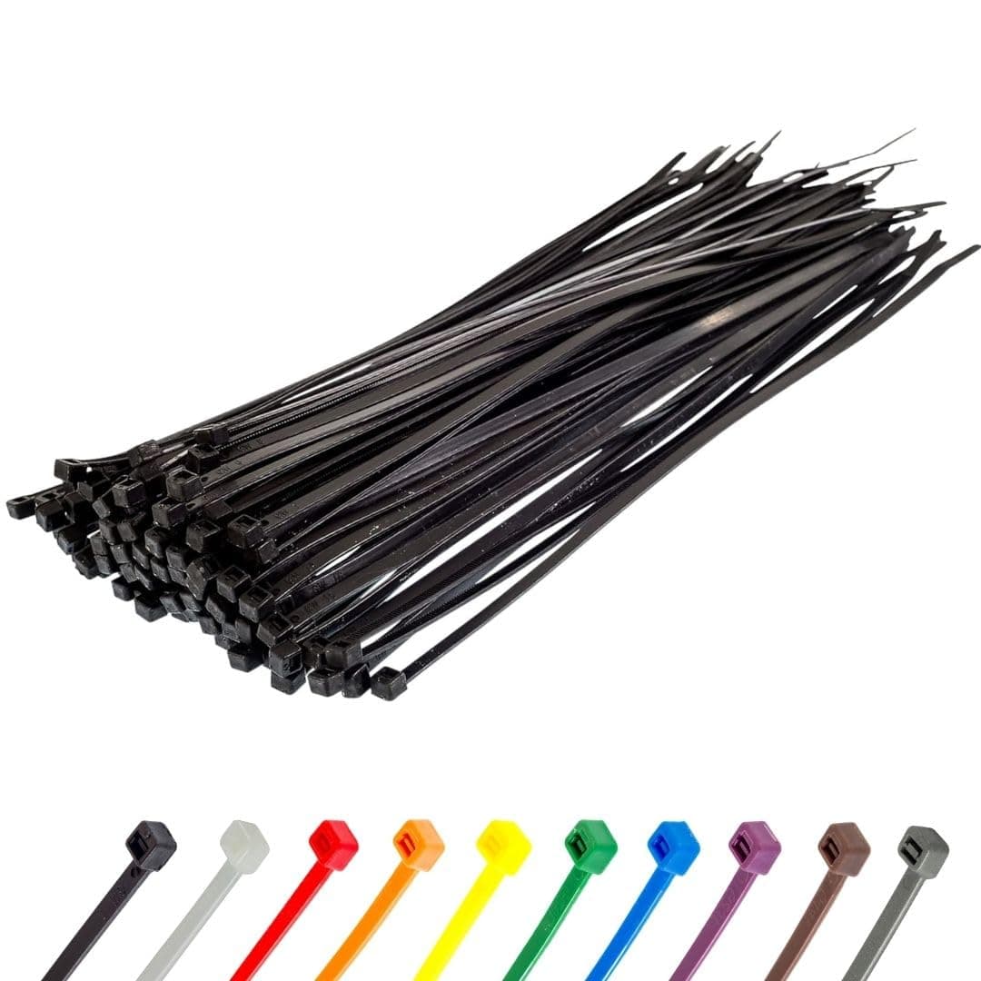 Black Cable Ties, 300mm x 3.6mm, Pack of 100, 12" Premium Nylon Zip Ties, Multi-Purpose Plastic Tie Wraps, Secure Self-Locking Mechanism, for Home, Garden, Office and DIY