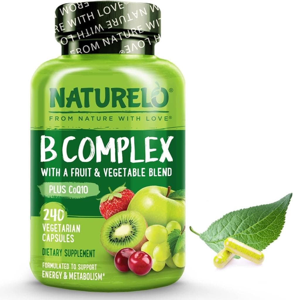 B Complex (One Daily) - Food-Based Blend - All B-Vitamins - Vitamin B6, Folate, B12, Biotin, Niacin, CoQ10 - Best Natural Supplement for Energy - 240 Vegan Capsules | 8 Month Supply