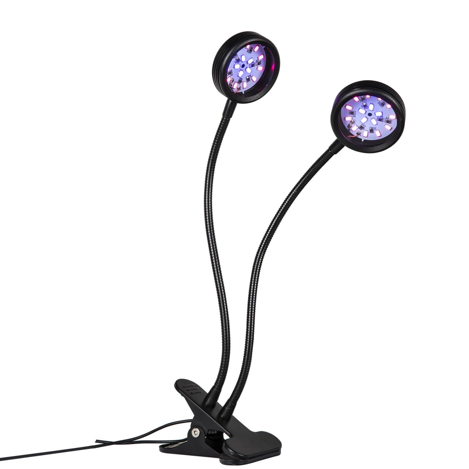 Mocent LED Grow Light,16W Dual Head Growing Lights Adjustable 2 Level Dimmable Desk Clip with 360 Degree Flexible Gooseneck LED Plant Growing Lamp and Double on/off Switch Indoor Plant Grow Lights