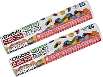 Diablo Milk Coated Chocolate Buttons | No Added Sugar | Sweetened with Stevia | Diabetic Chocolate Hamper Basket Available - Perfect for Gifting | 22g (Pack of 2)