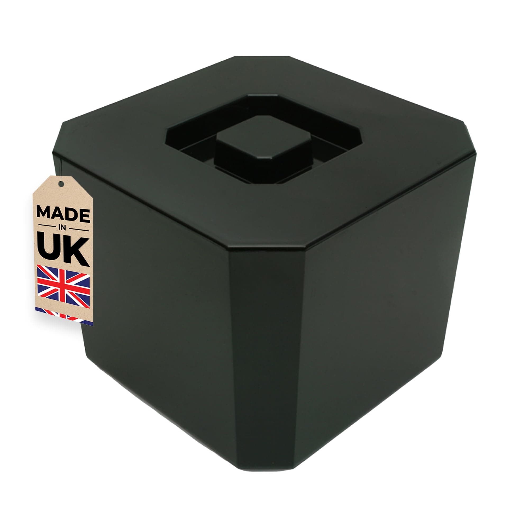 Chabrias Ltd 6L Black Octagonal Insulated Ice Bucket with Lid & Drainage Liner – UK Made - Double Wall BPA-Free Plastic Ice Bucket for Parties, Bars, BBQs, Home Bar & Garden Drinks Cooler - UK Made