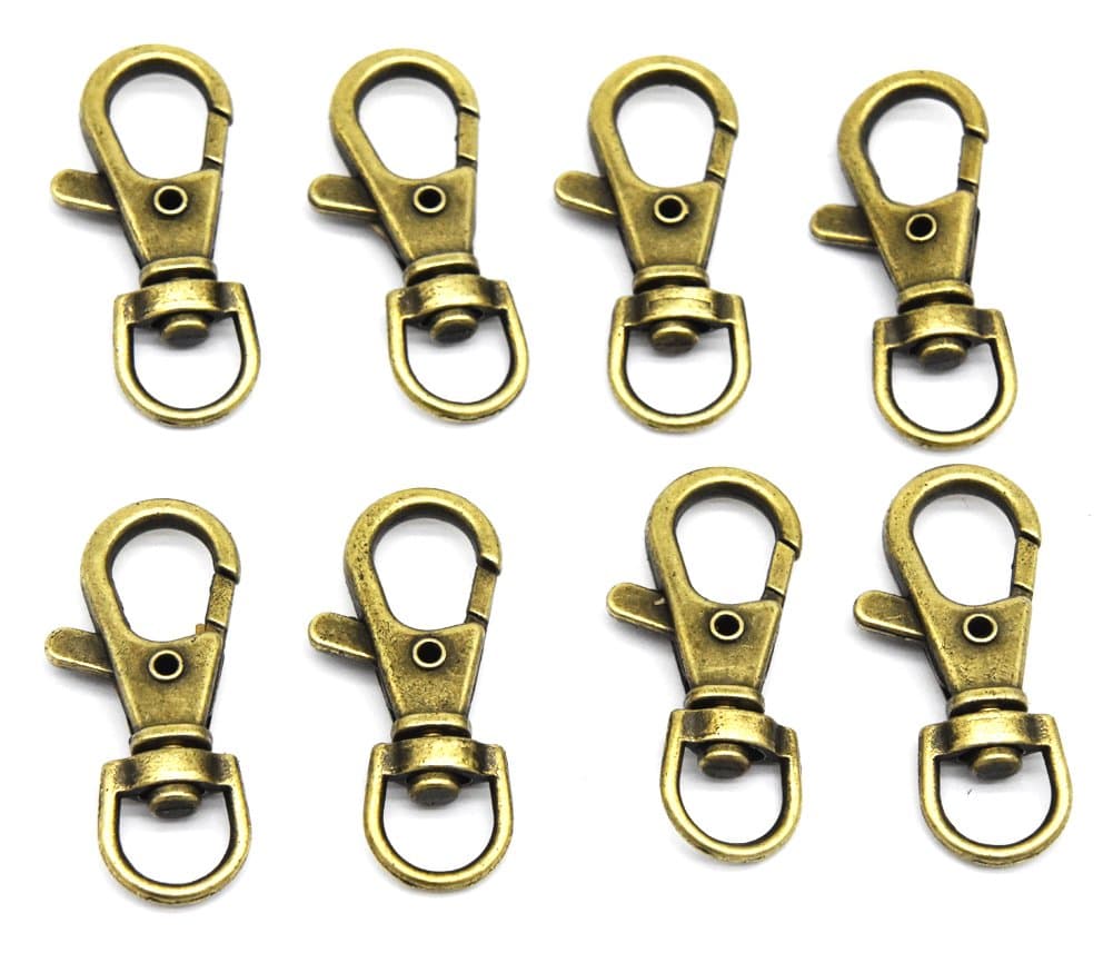 JSSHI 50 Pack 1.5" x 0.5"Snap Clasp Hook Nickle Plated Lobster Claw Swivel Clasps for Key Ring and Craft Findings (Bronze)