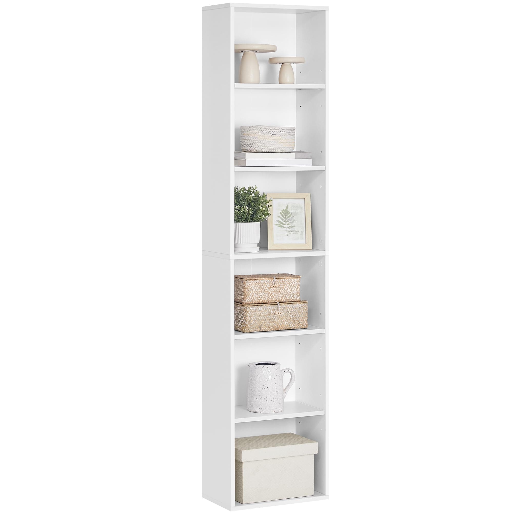 VASAGLE Bookcase, 6-Tier Bookshelf, Open Storage Shelf, Shelving Unit, 24 x 40 x 178.5 cm, for Living Room, Home Office, Dinning Room, Cloud White LBC167T14