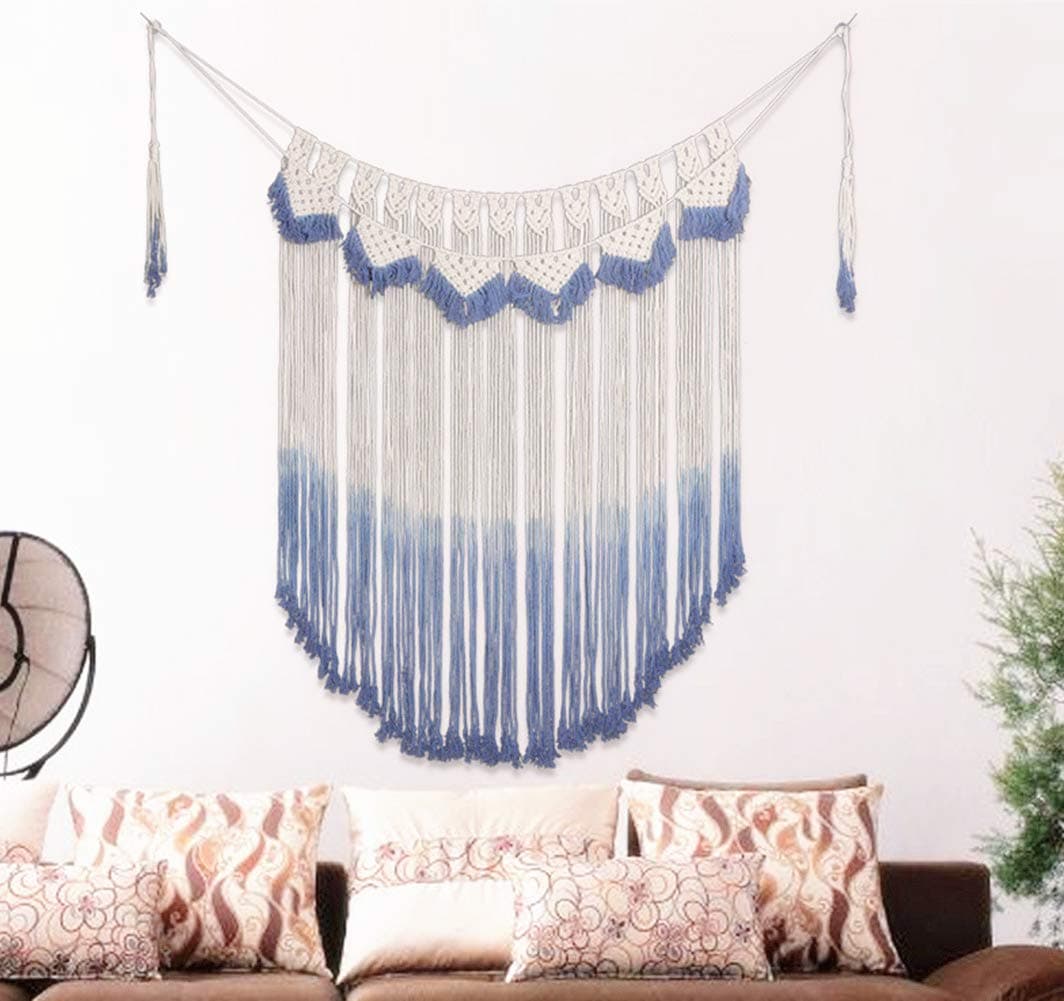 CHICIEVE Blue Woven Wall Hanging Boho Woven Tapestry Wall Macrame for Home Backdrop Wall Decor ,41.7" W x 57.9"L