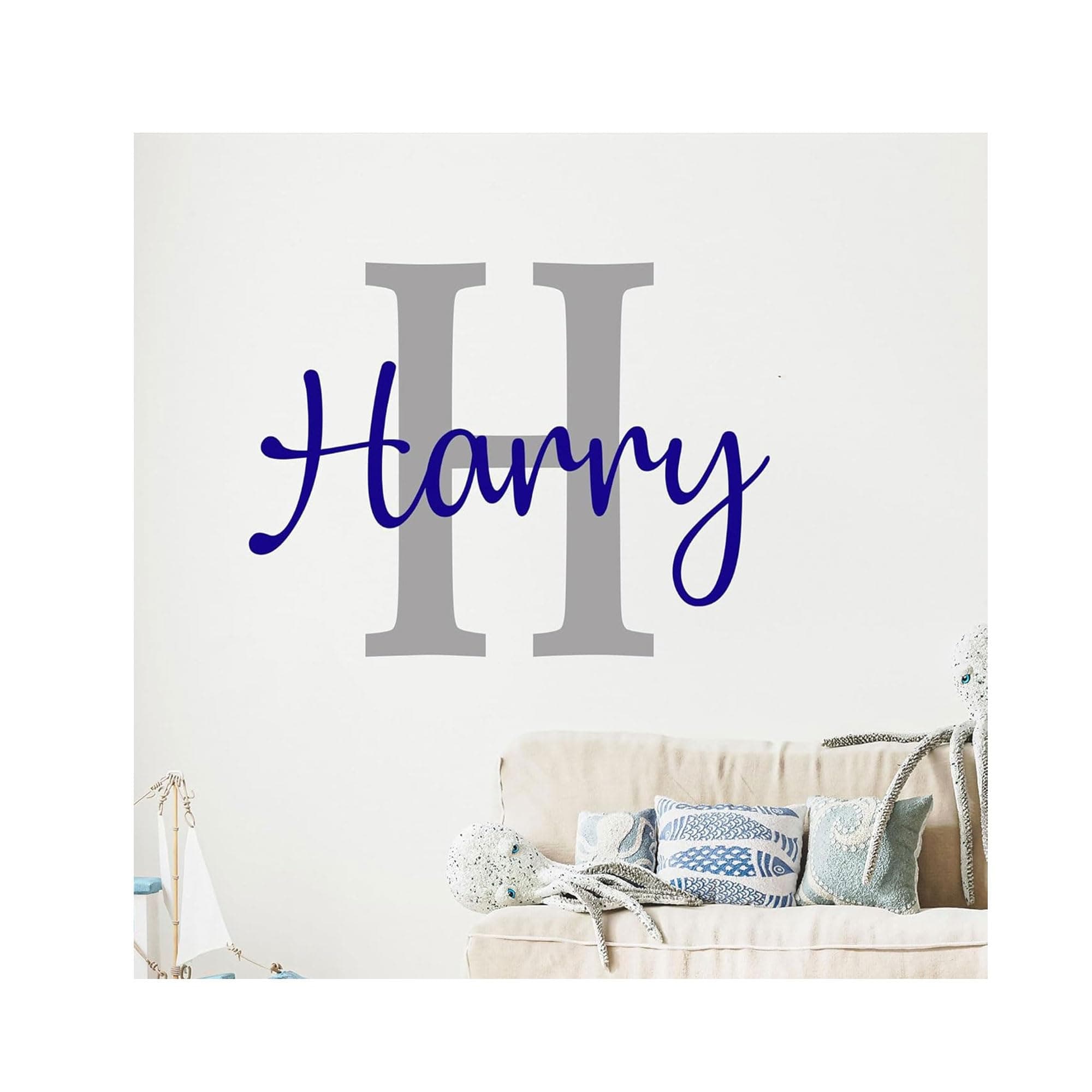 Boy Name wall Stickers, Custom Name Initial wall Sticker Vinyl Decal Personalised boy Baby Nursery Decor, Wall Sticker for Boys, Nursery Name Stickers