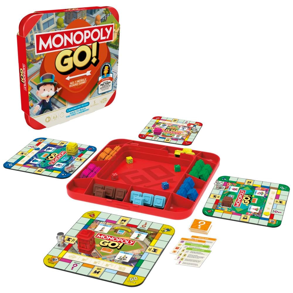 Monopoly GO! Board Game | Inspired by the Popular Mobile Board Game | Ages 8+ | 2-4 Players | 15 Mins. | Family Games | Travel Games for Kids and Adults