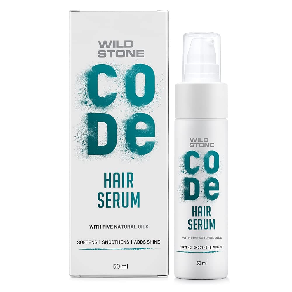 Wild Stone CODE Non Sticky Hair Serum for Men, 50ml | Hair Nourishing Serum with Blend of 5 Natural Oils | For Smooth, Soft & Shiny Hair| Anti-Freeze