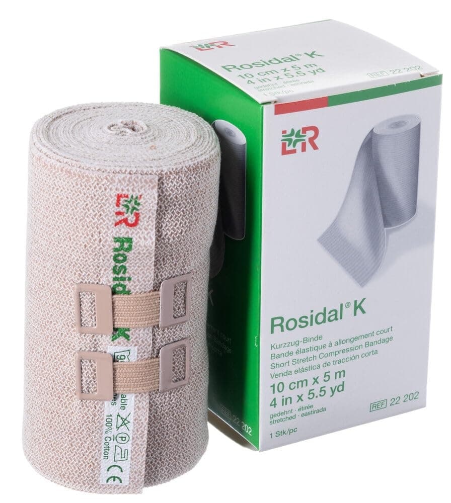 Rosidal K Short Stretch Bandage - 5.5 yds (5m) long, 3.93 (10cm), Single Roll by Lohmann&Rauscher