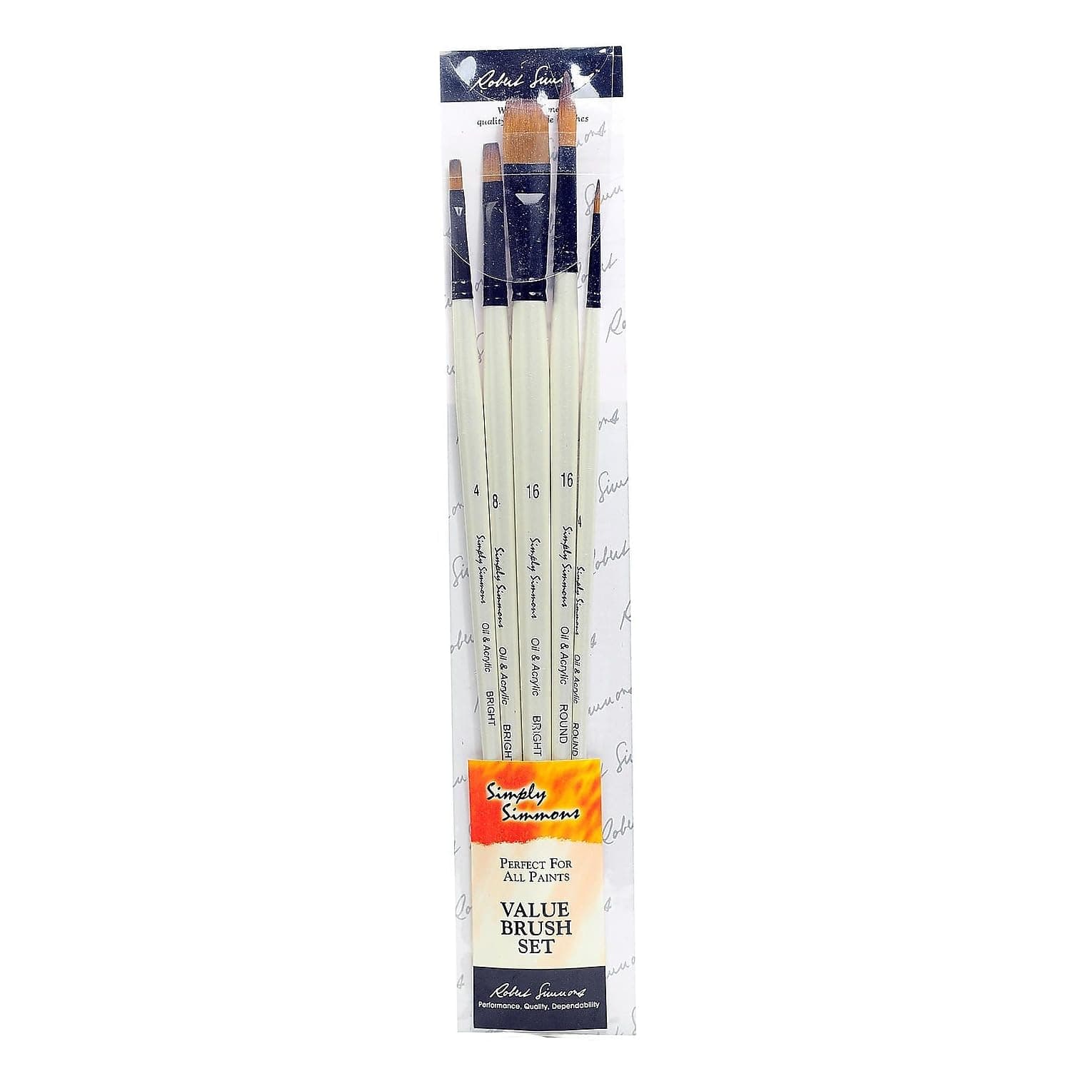 Simply Simmons Long Handle Brush Sets Synthetic Set of 5