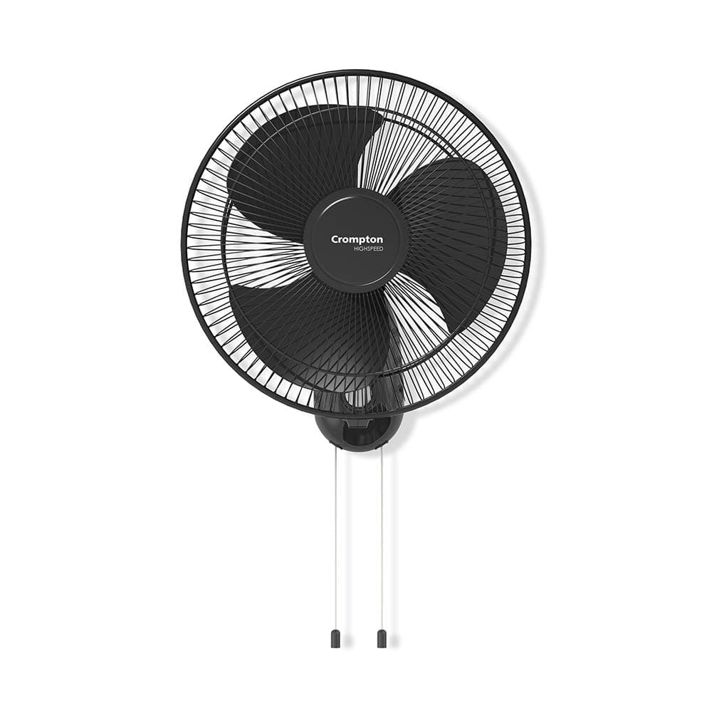 - Crompton HighSpeed Torpedo 400 mm Wall Fan (Black) | 2100 RPM high speed and air delivery of 105 CMMS | turdy Base and Thermal Overload Protection for safety and durability