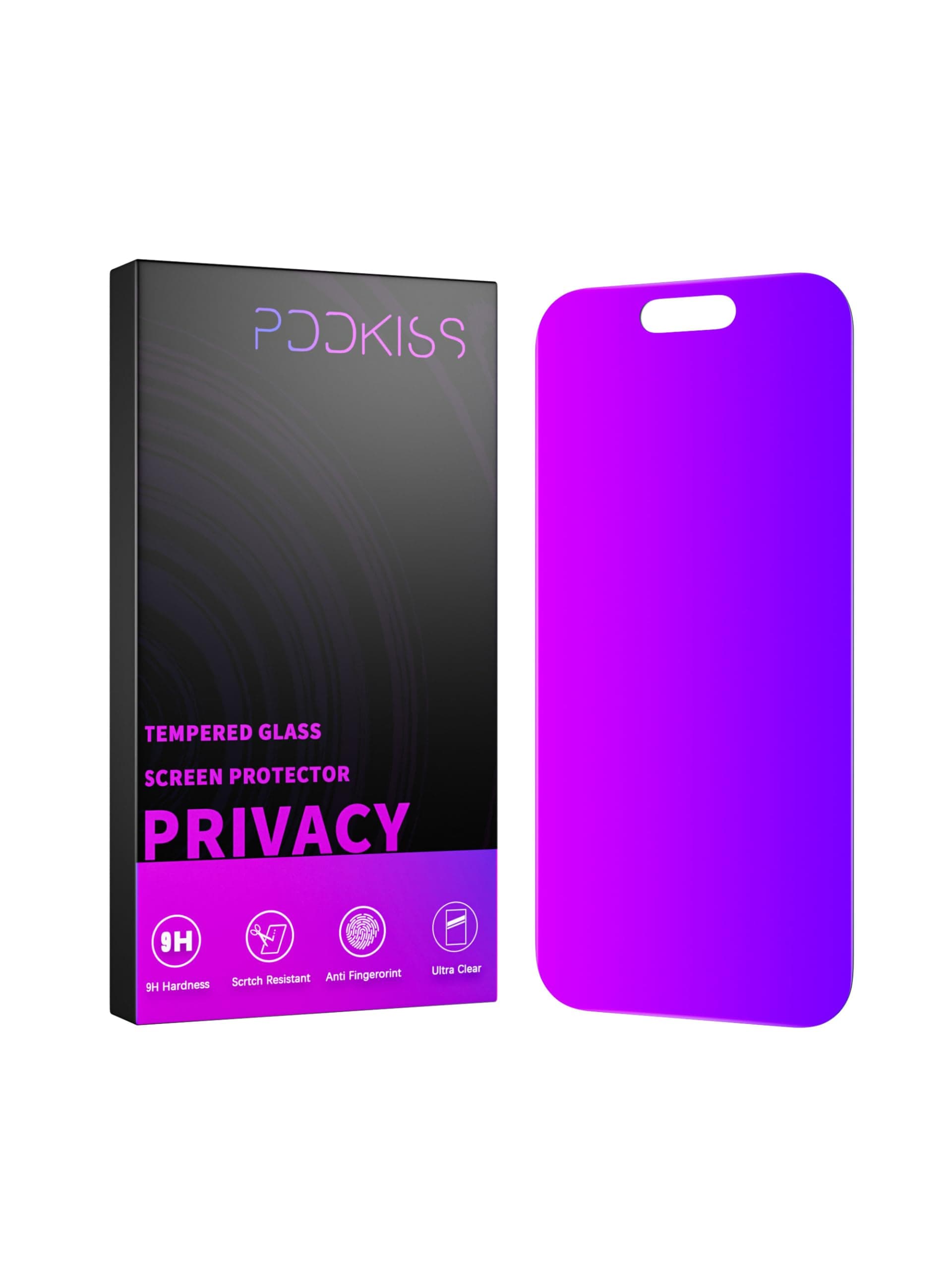 Compatible with iPhone 16 Pro Max Privacy Screen Protector Tempered Glass 6.9 Inch, Purple Gradient Anti-Spy Anti-Blue Light HD Easy Installation