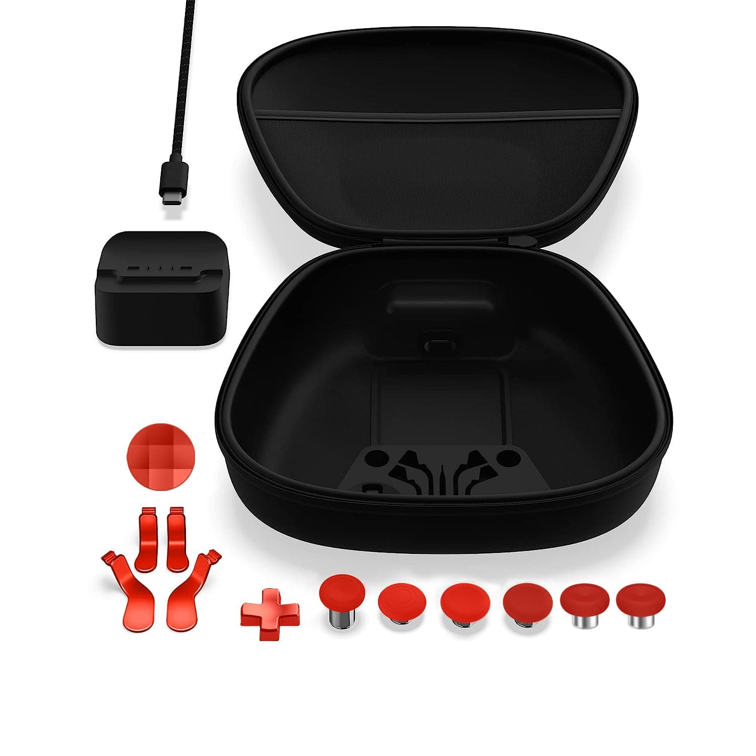 Complete Component Pack Replacement Parts Repair Accessories Kit with Storage Case, Charging Dock and Cable,6 Thumbsticks, 4 Paddles, 2 D-Pads for Xbox One Elite Series 2 and Core Controller