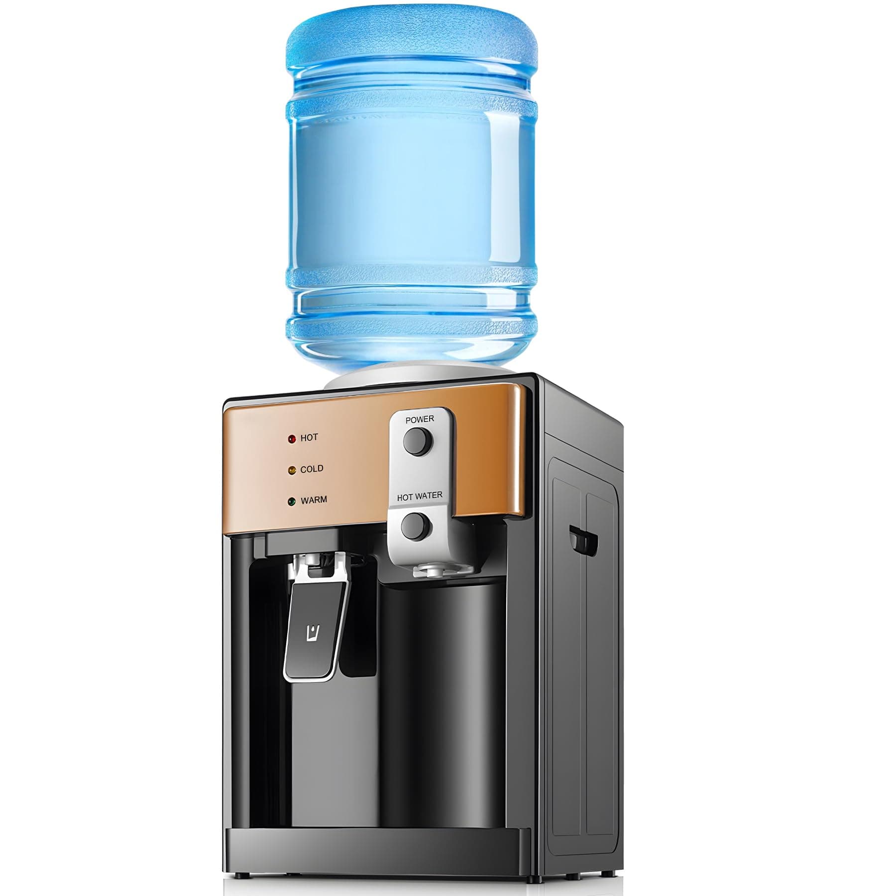 Countertop Water Dispenser, Top Loading Water Cooler for 1.2 to 5 Gallon, 3 Temperature Settings Room Temperature Water Cold Hot Water Dispenser, Suitable for Home, Office, Dorm Bedside Use