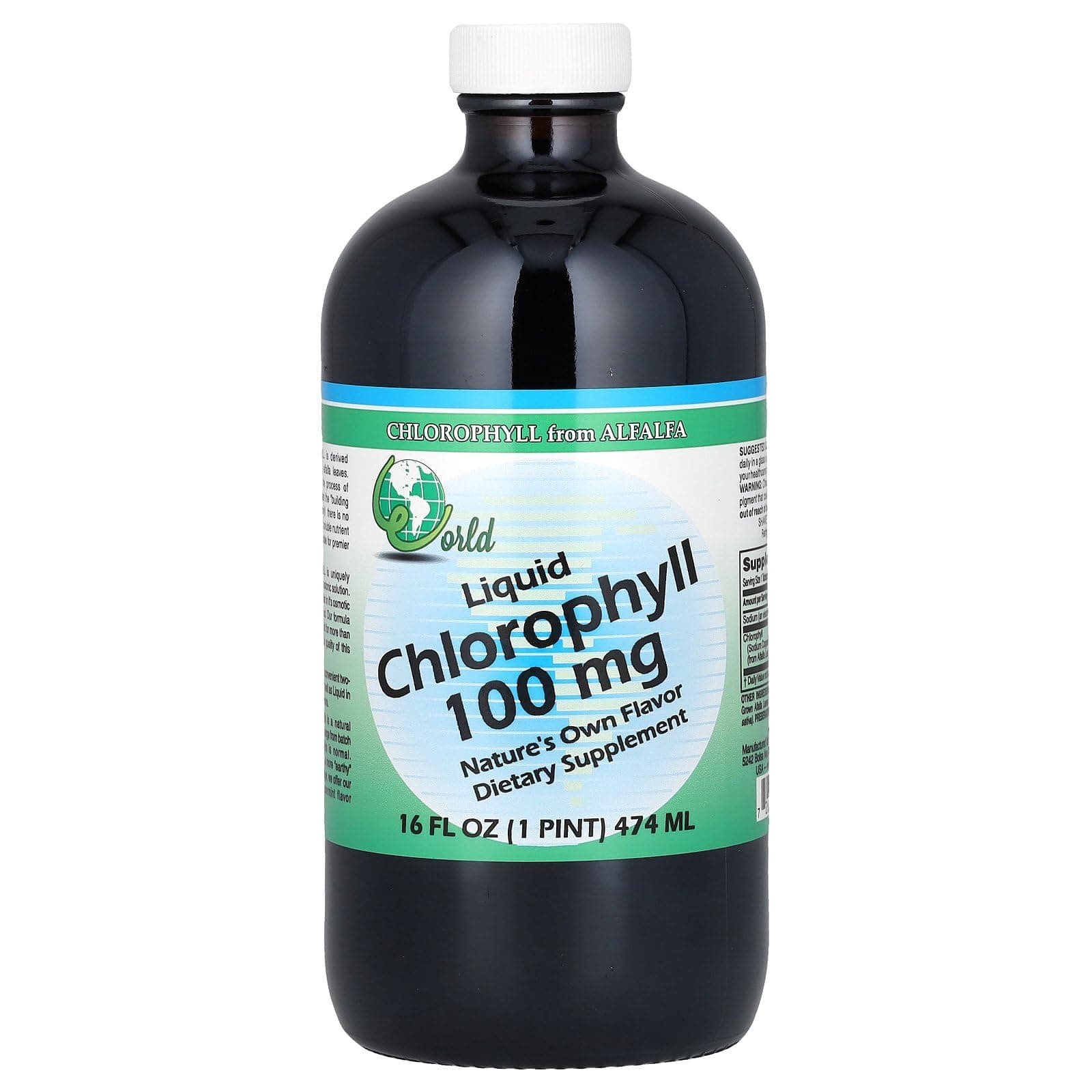 World Organics Chlorophyll Supplement (100 mg, 16oz)