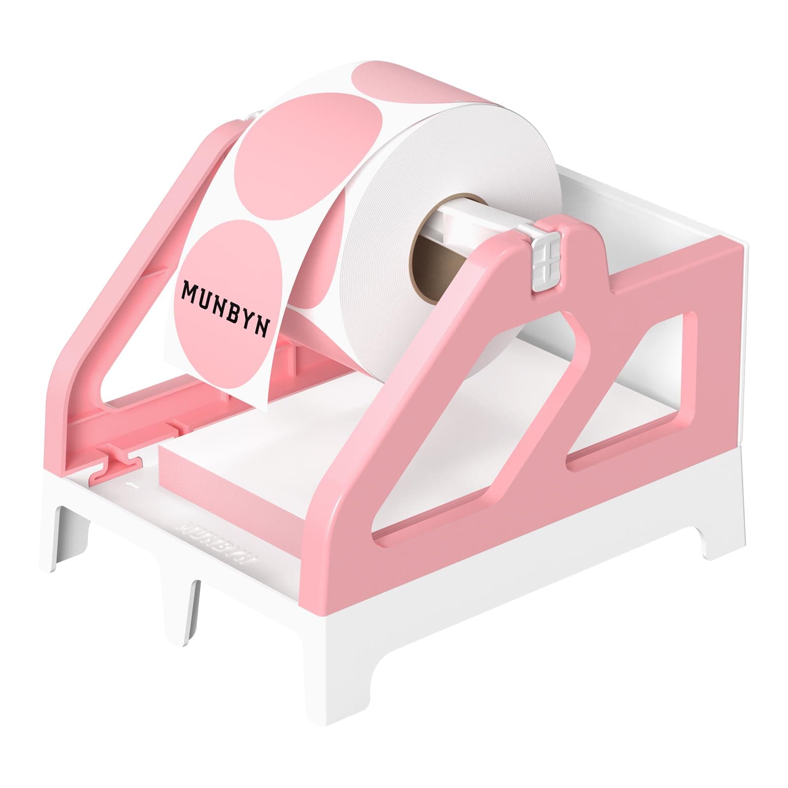 Label Holder for Rolls and Fan-Fold Labels, Thermal Sticker Roll Holder for Desktop Thermal Printer Shipping Supplies Industrial Paper, Pink