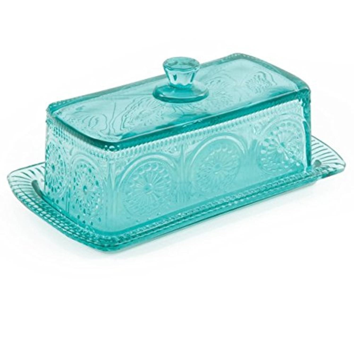 Adeline Glass Butter Dish - Teal
