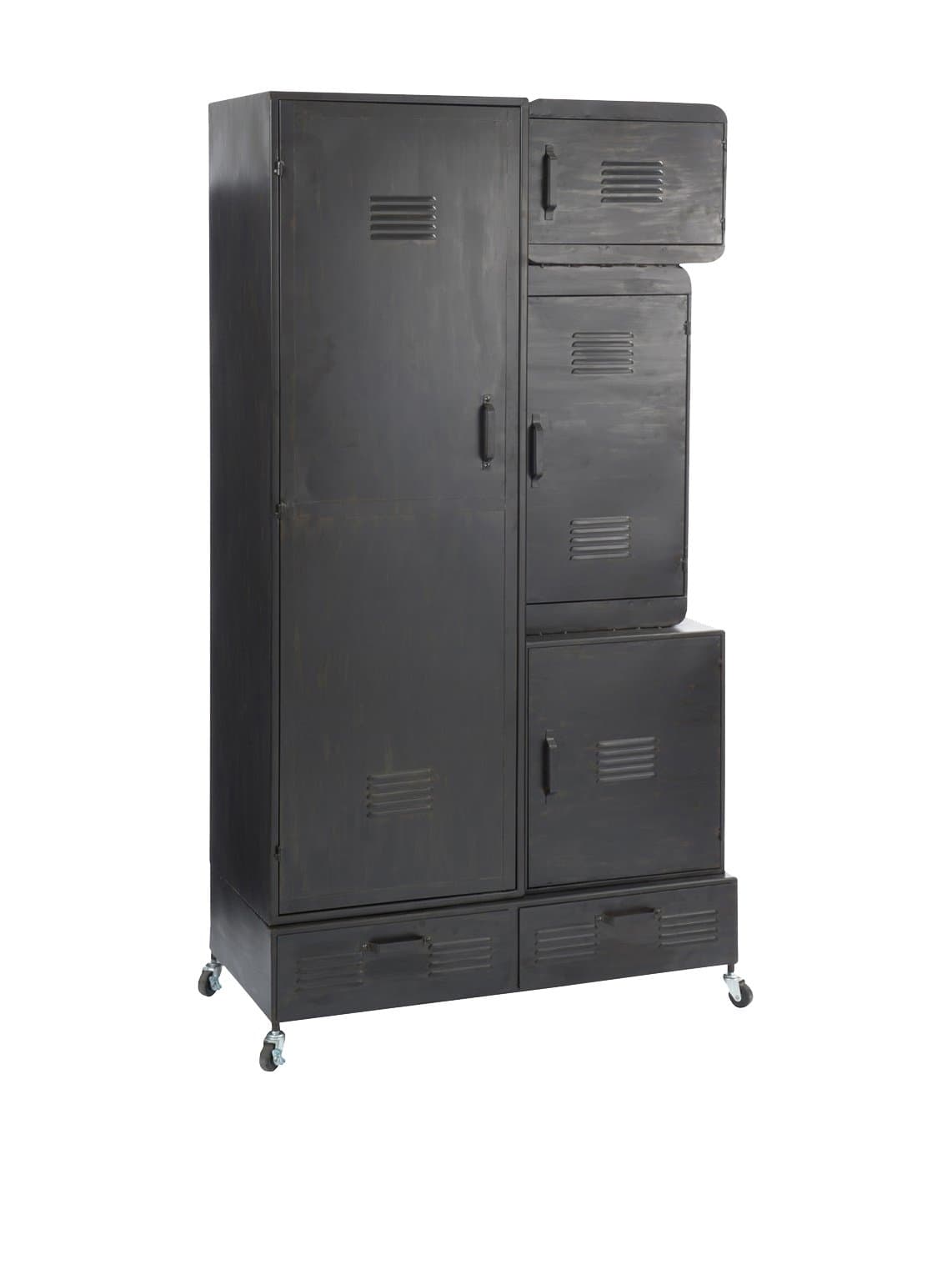 Black Metal Industrial Cabinet on Wheels