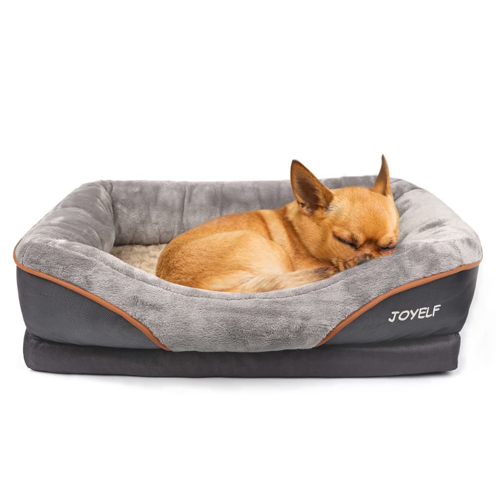 JOYELF Medium Memory Foam Dog Bed, Orthopedic Dog Bed & Sofa with Removable Washable Cover and Squeaker Toys as Gift