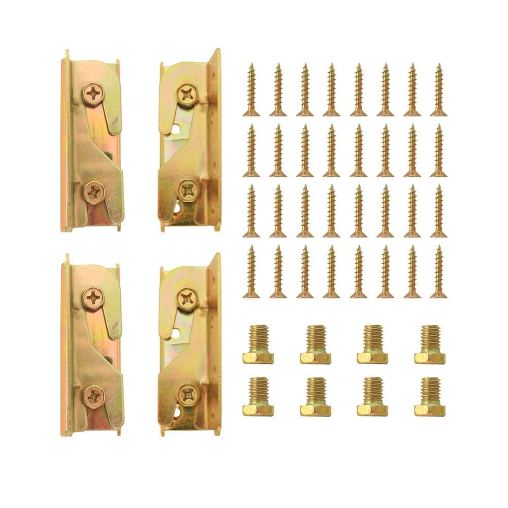 Bed Frame Hardware - Bed Rail Brackets Set of 4, Heavy Duty Non-Mortise for Wood Bed Frame Headboards Footboards with Screws