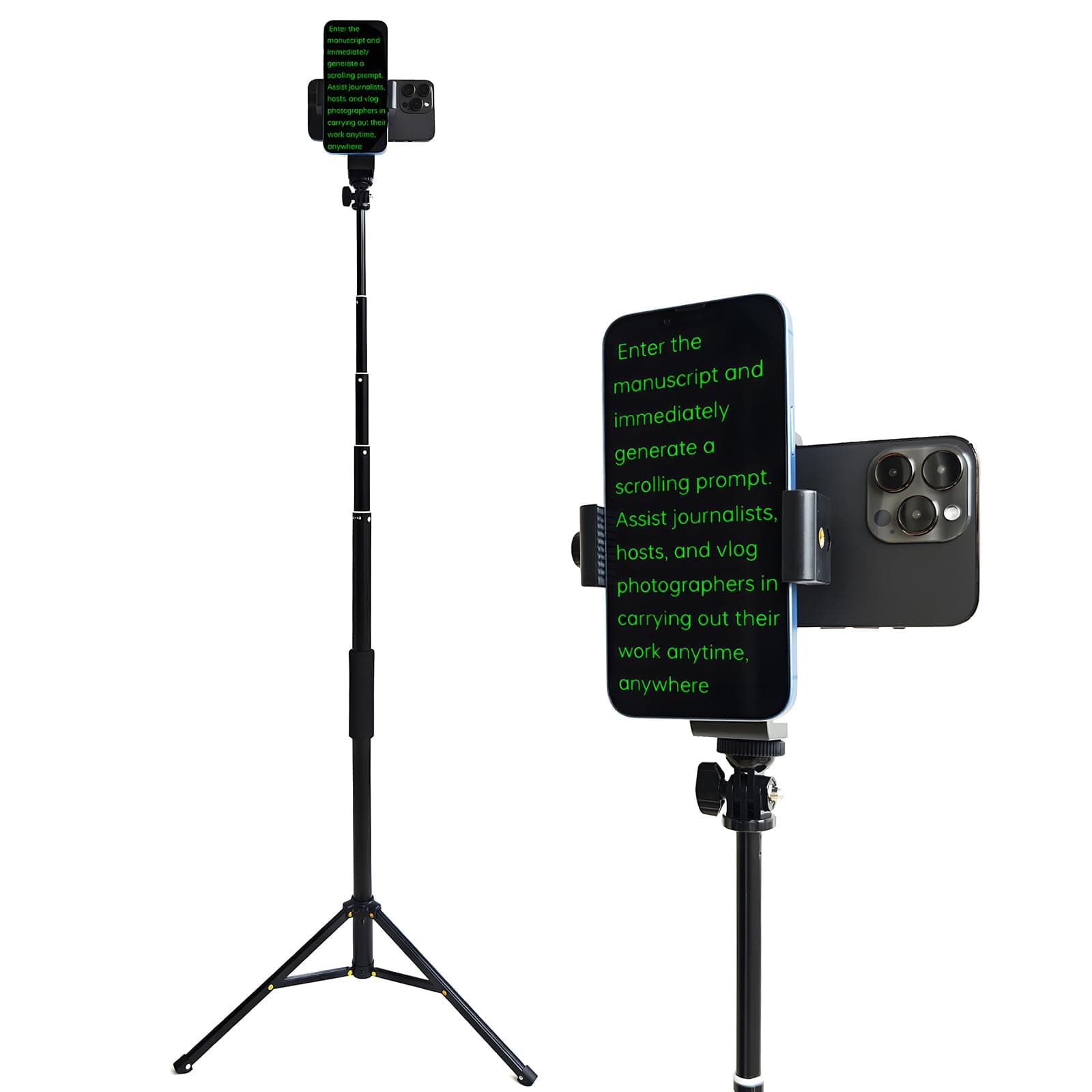 Teleprompter iPhone & Android, Double Phone Holder for Video Recording, Neewer Teleprompter Kit, The Collapsing Design Allows for Easy Storage and Transport (67" Floor-Standing)