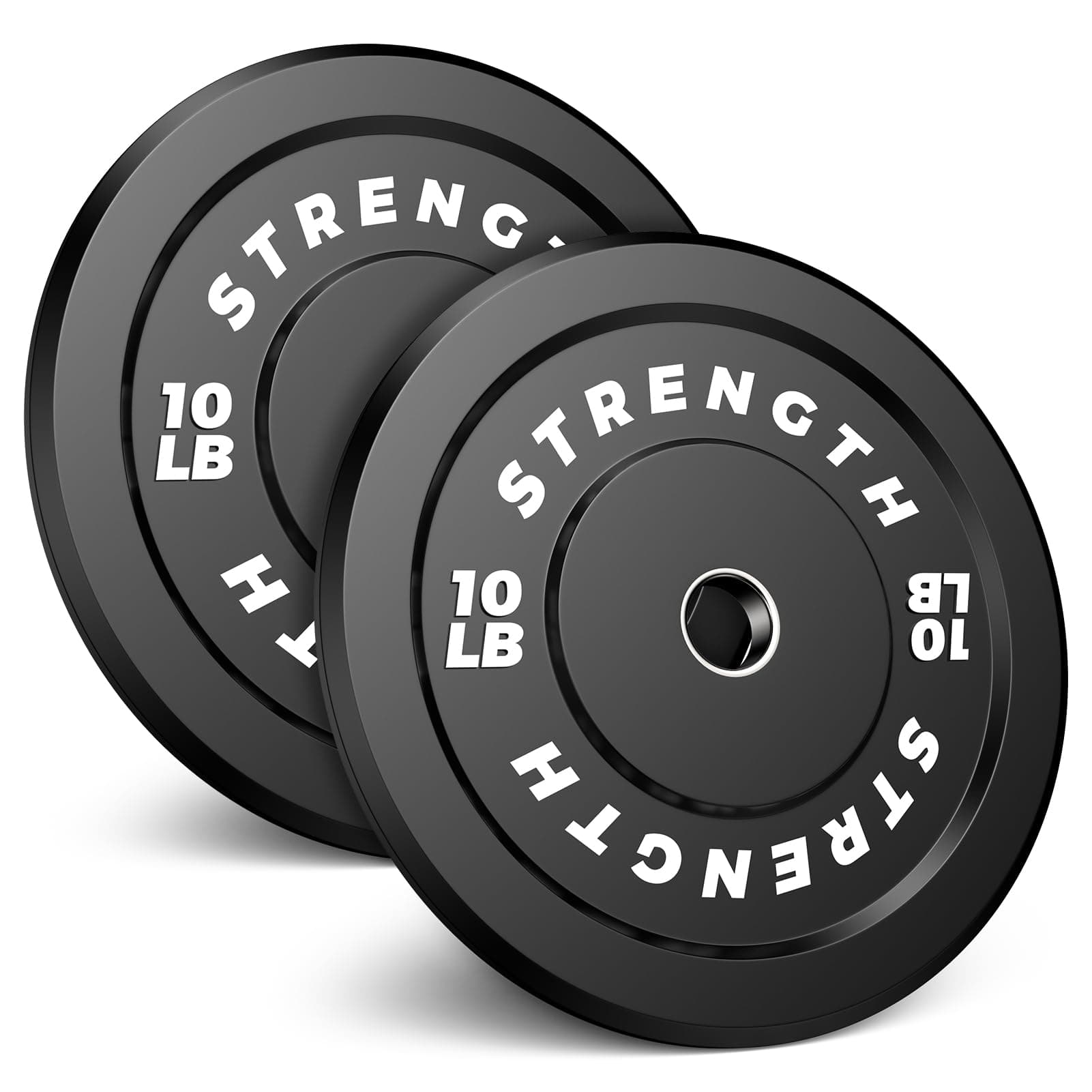 Rendpas 2-Inch Olympic Bumper Plates, 100% Virgin Rubber Low Bounce Barbell Weight Plates for Home Gym Strength Training, 10lb-45lb Black with Color-Coded