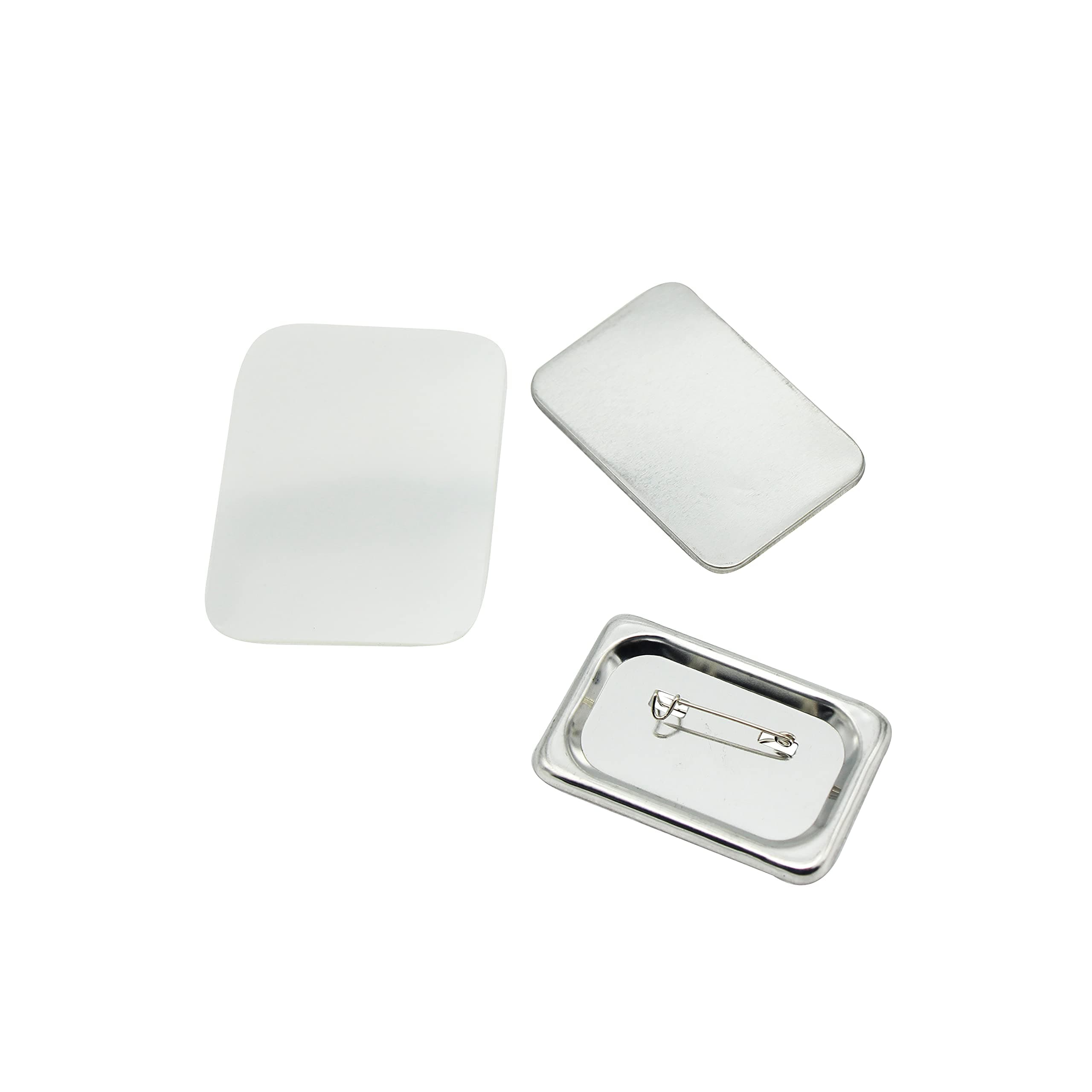 ChiButtons Rectangle 40x60mm Horizontal Metric System Metal Pin Badge Button with Pre-Assembled Pin-Back, Upper Shell & Mylar Film (Official ChiButtons Supplies, 100 Sets)