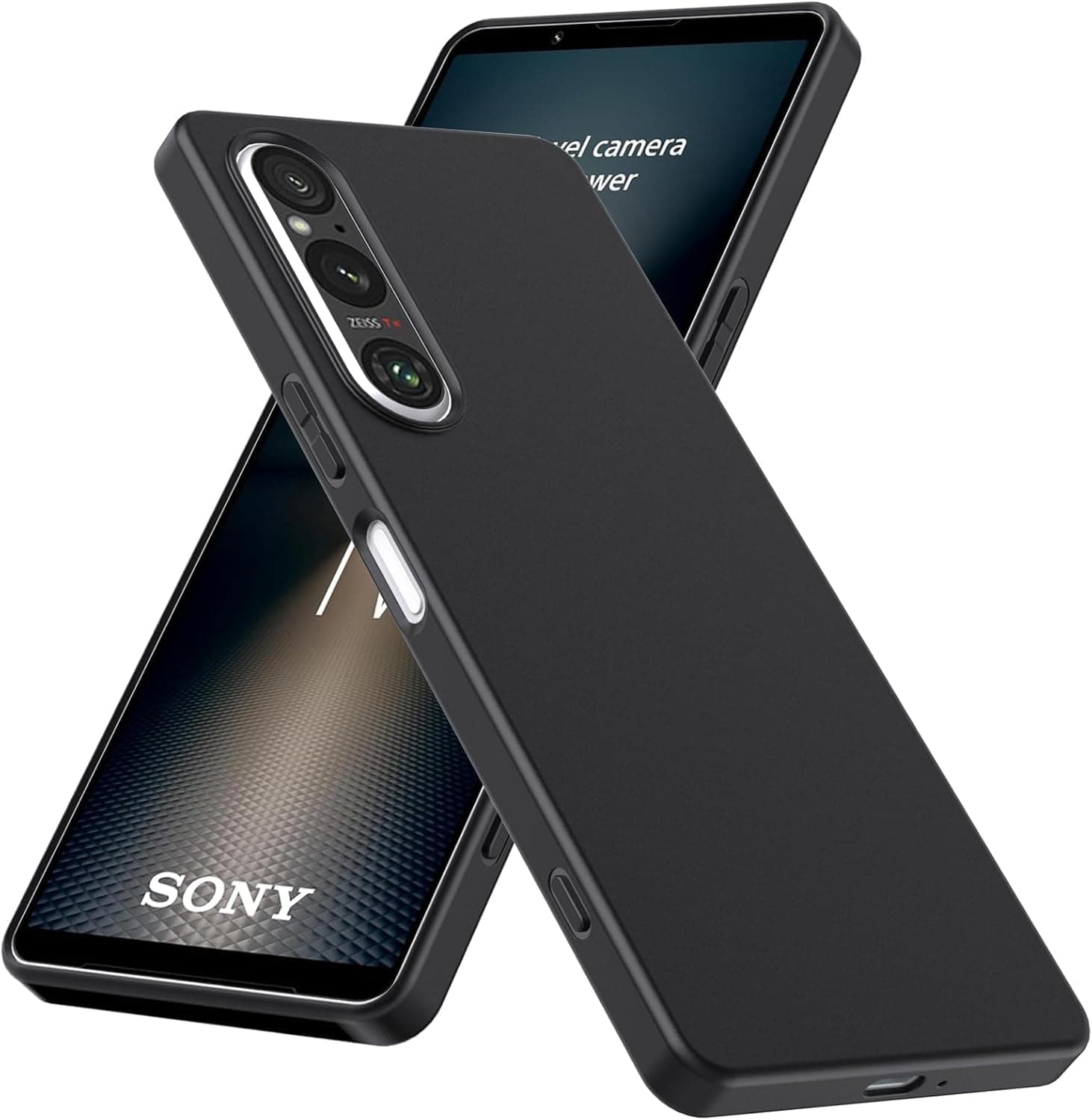 Muzz Sony Xperia 1 VI Case, Thin TPU Cover with Camera Protection Anti-Scratch Slim Soft TPU Silicone Matte Shockproof Bumper Phone Case for Sony Xperia 1 VI 5G Black
