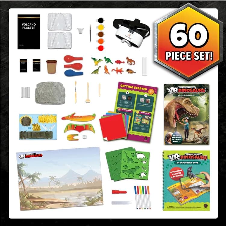 Professor Maxwell's VR Dinosaurs - Virtual Reality Kids Science Kit, Book and Interactive STEM Learning Activity Set