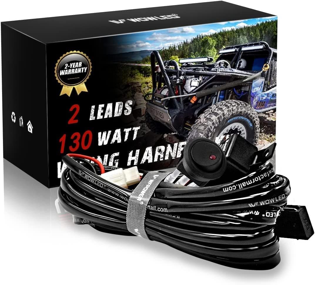 WOWLED Wiring Harness with Switch and Relay for Connecting 2 LED Lights for Trucks, SUVs, 4x4s and ATV