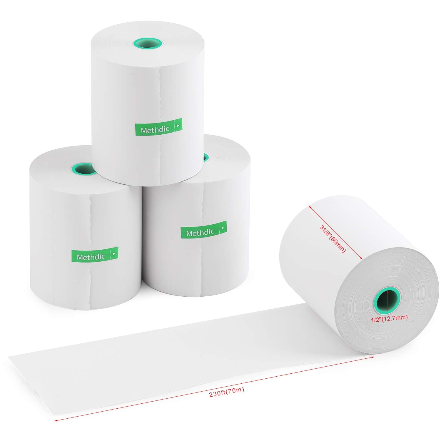 Methdic Thermal Receipt Paper Rolls 3 1/8 x 230 BPA BPS free 20 Rolls