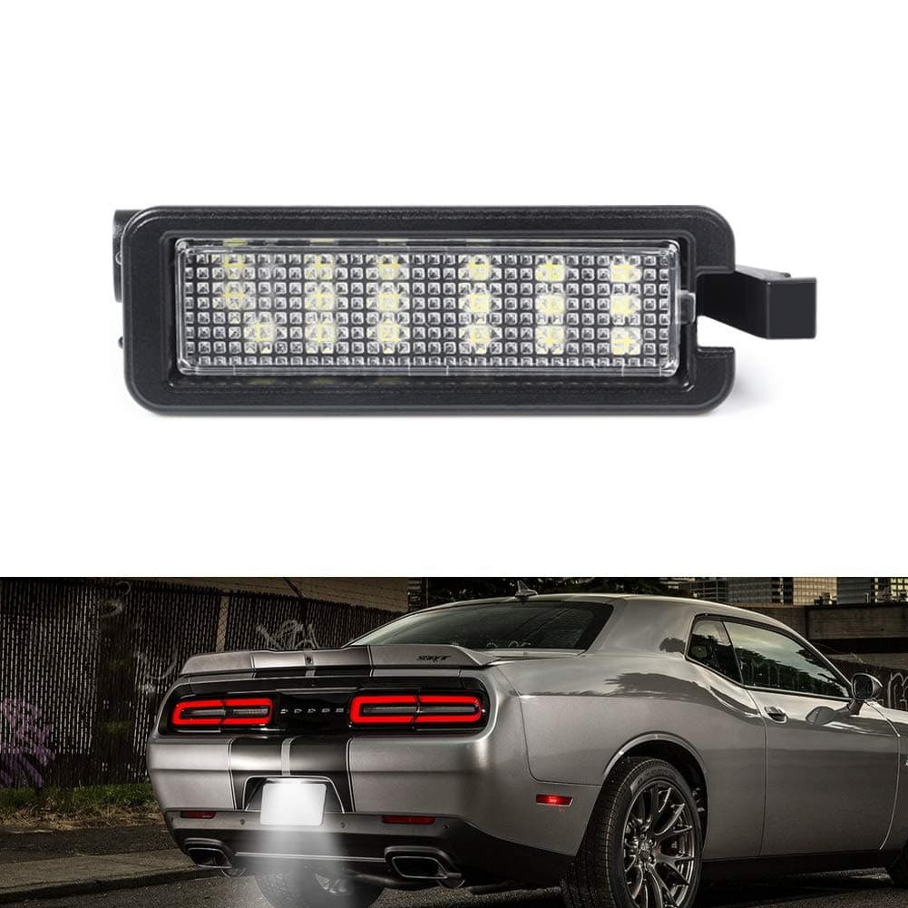 Gempro LED License Plate Light Tag Lamps for 2015-2022 Dodge Charger Challenger Pacifica Jeep Compass Chrysler 300, 6000K White 1PC