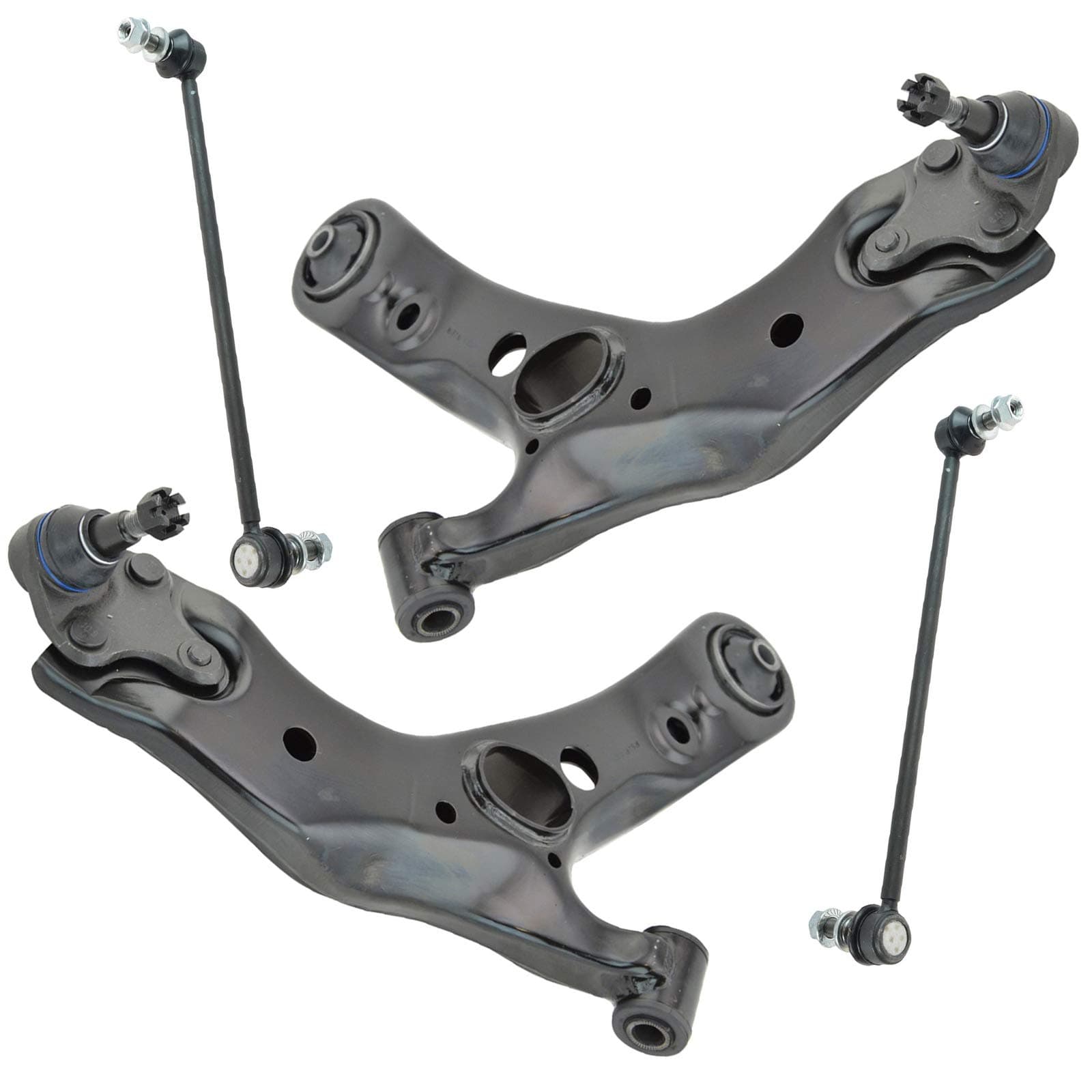 TRQ 4 Piece Suspension Kit Front Lower Control Arms w/Ball Joints Sway Bar Links Compatible with 2006-2018 Toyota RAV4