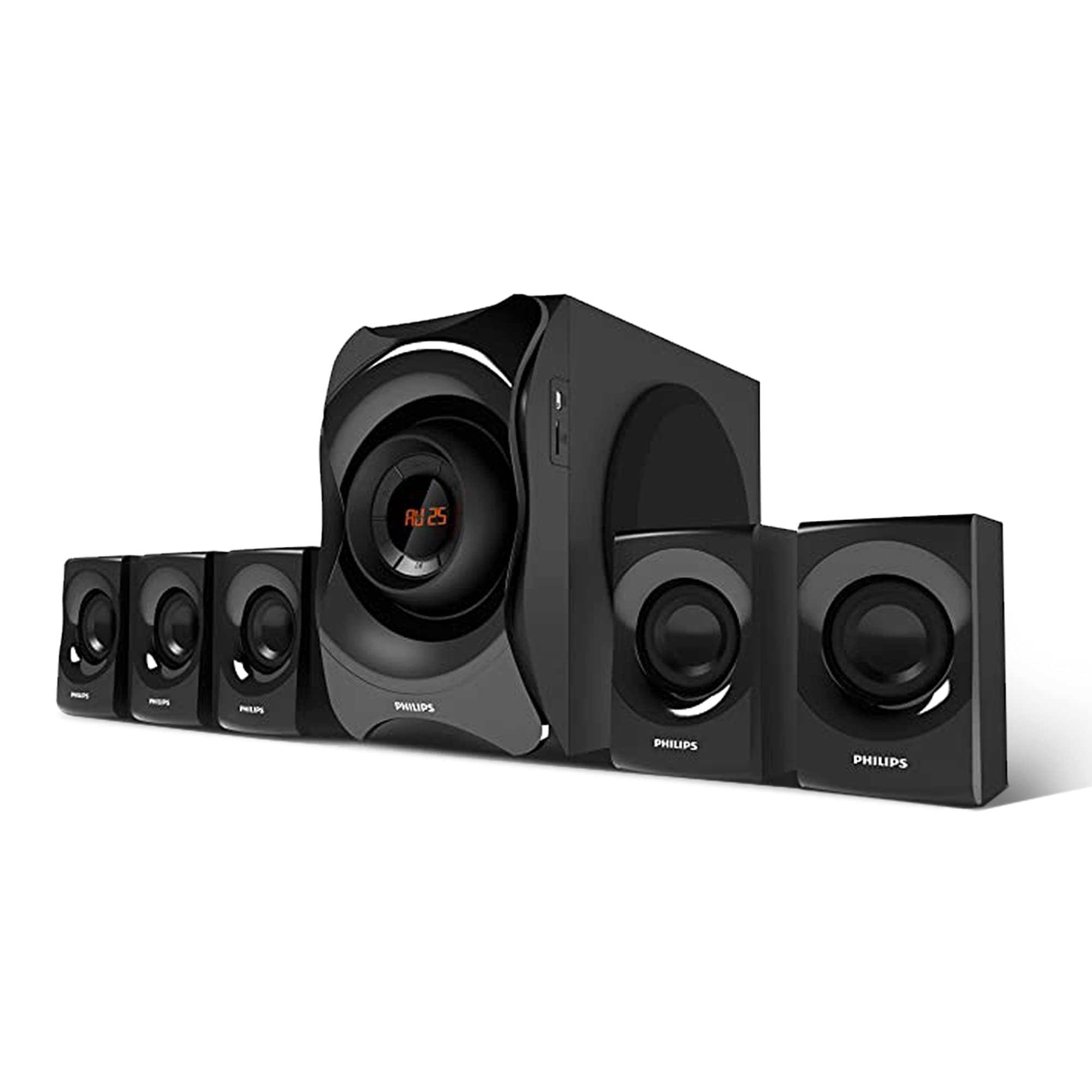 Audio SPA8000B/94 5.1 Channel 120W Multimedia Speaker System with Bluetooth Connectivity, 5X15W Satellite Speakers, USB, LED Display, Robust Design & Matte Finish (Black)