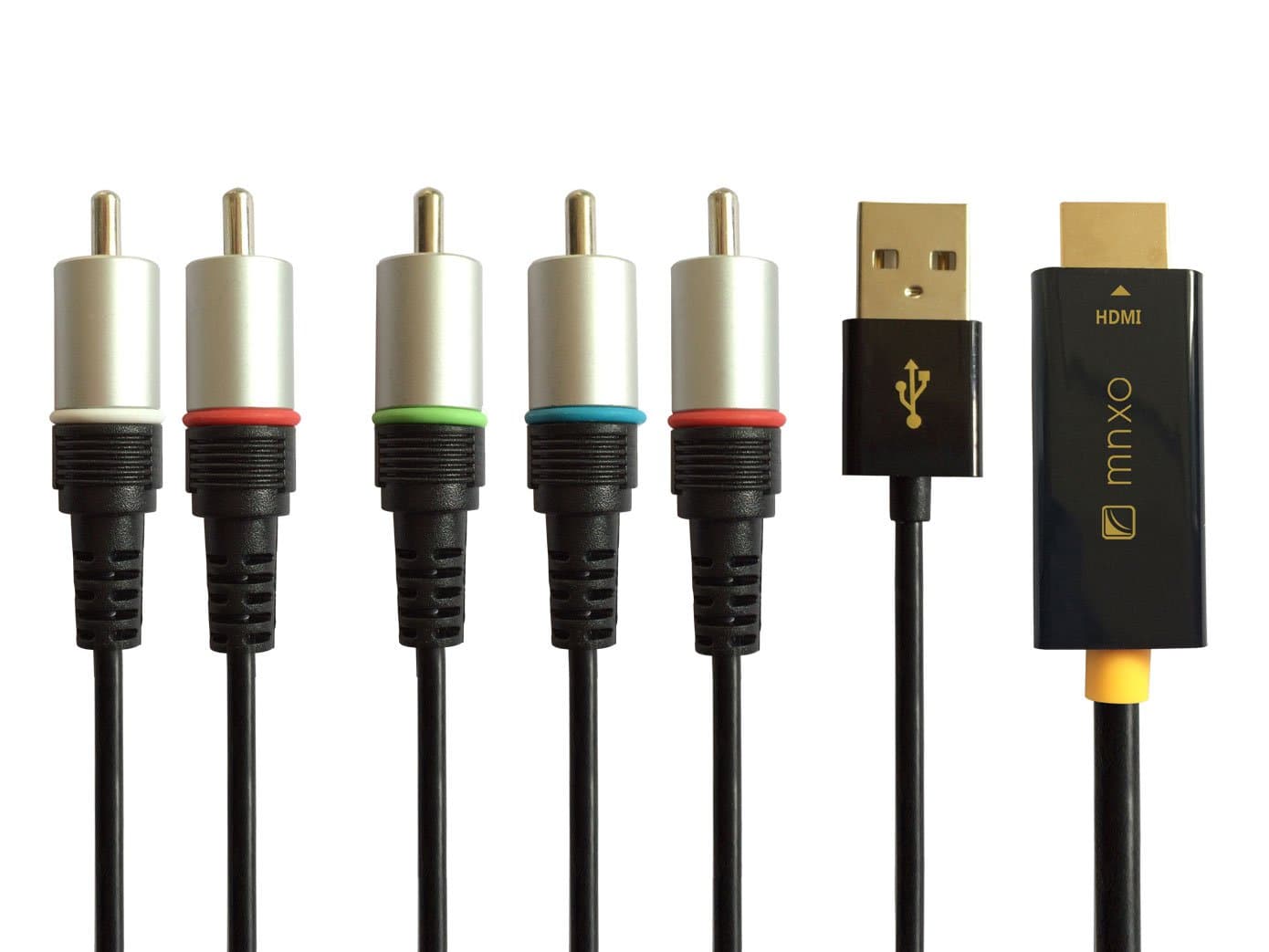 Mnxo Component Video R/G/B (YPbPr) Cables RCA to HDMI Converter with Audio Support 1080p